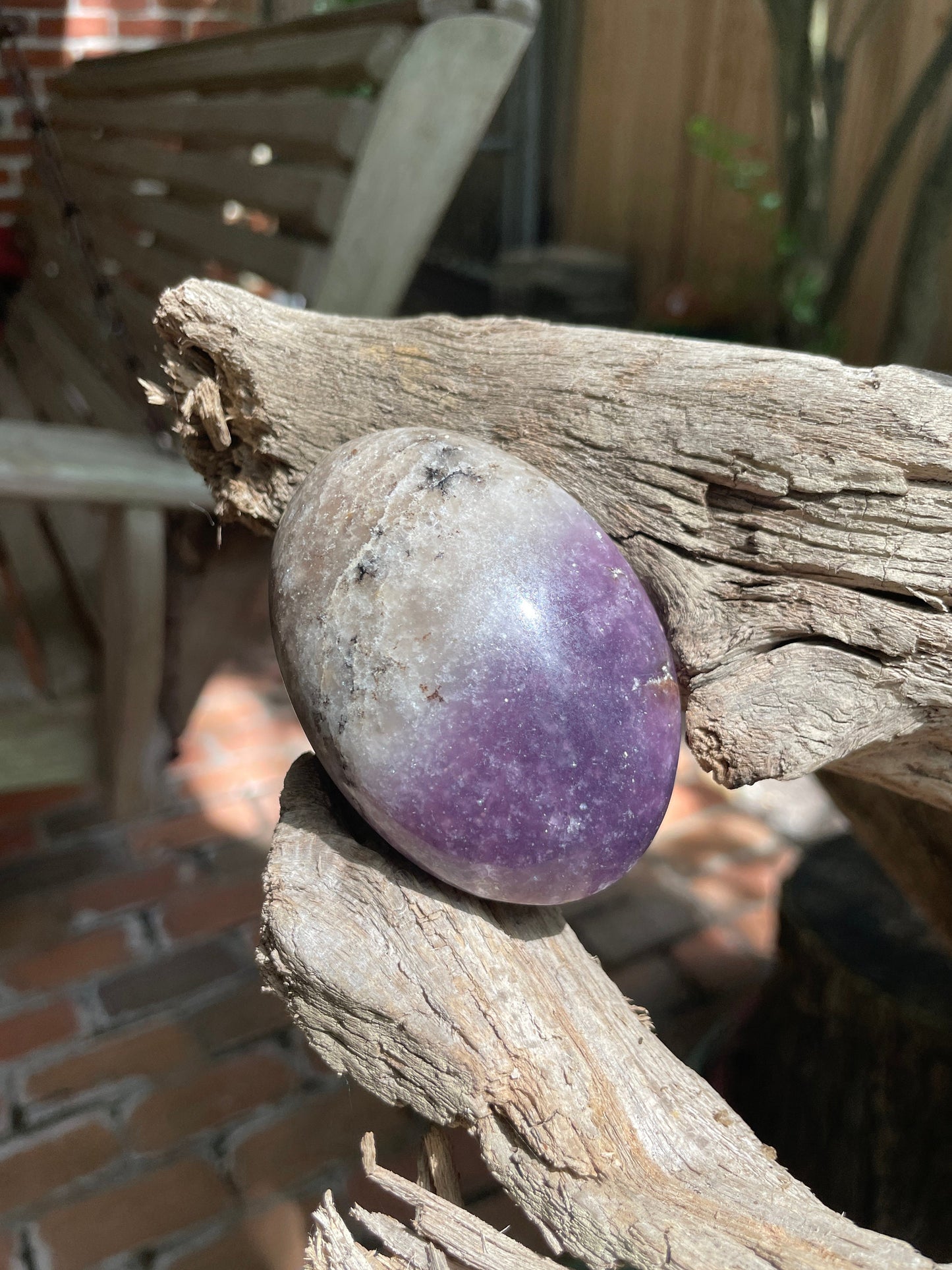 Purple Lepidolite and Quartz Palm Stone Specimen 182.4g From Madagascar Mineral Crystal