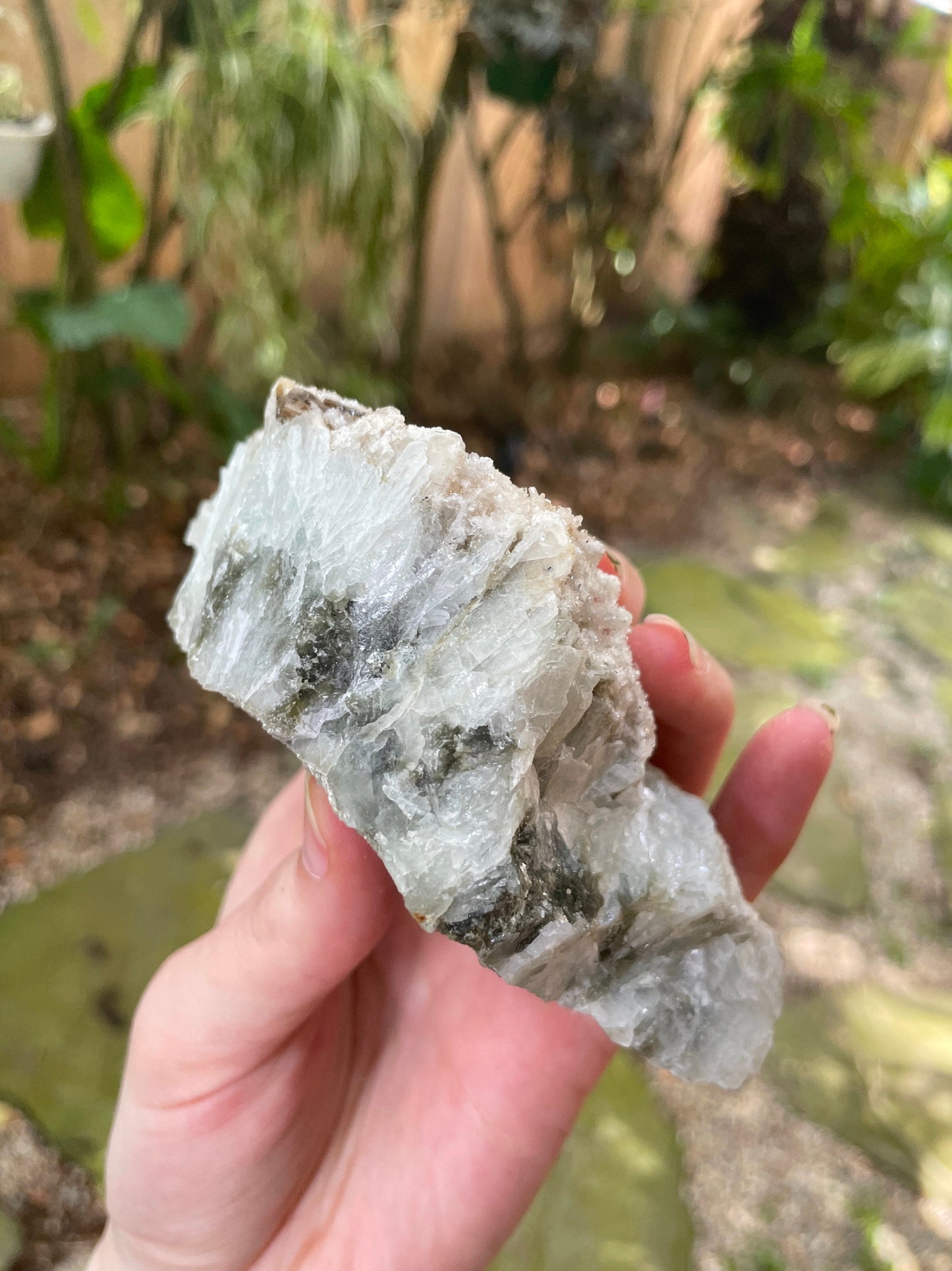 Albite Var Blue Cleavelandite With Druzy Quartz, Epidote and Purple Tourmaline  Specimen 370g from Minas Gerais Brazil