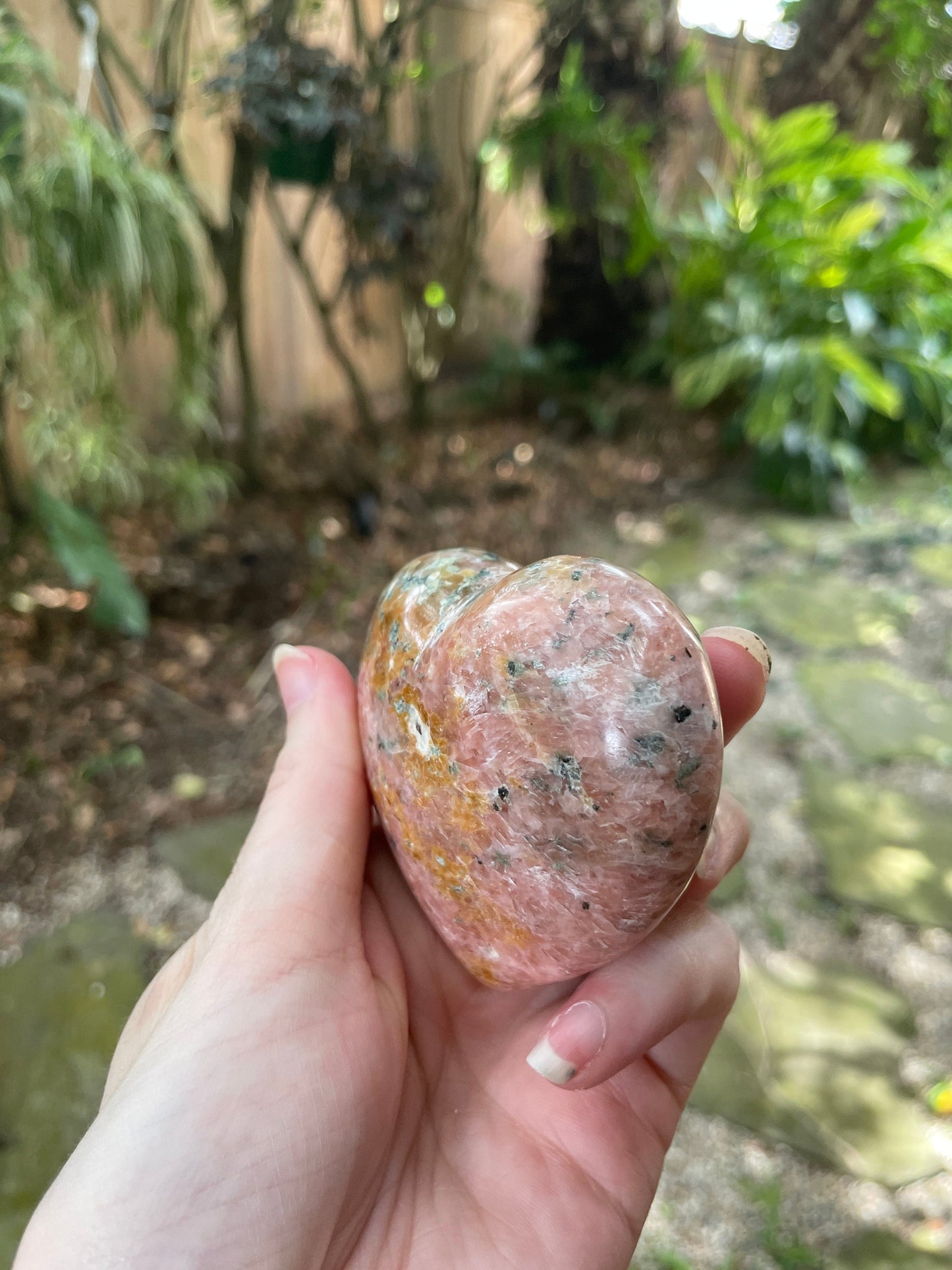 Lovely Orange Peach Calcite Heart Stone Madagascar 236g Mineral Crystal