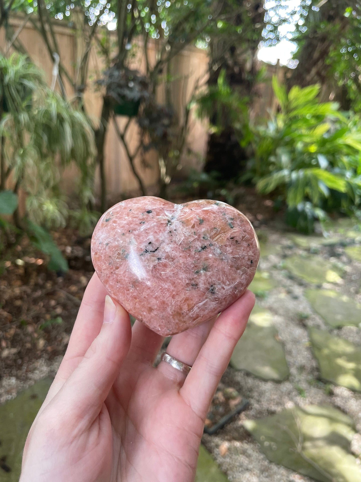 Lovely Orange Peach Calcite Heart Stone Madagascar 236g Mineral Crystal