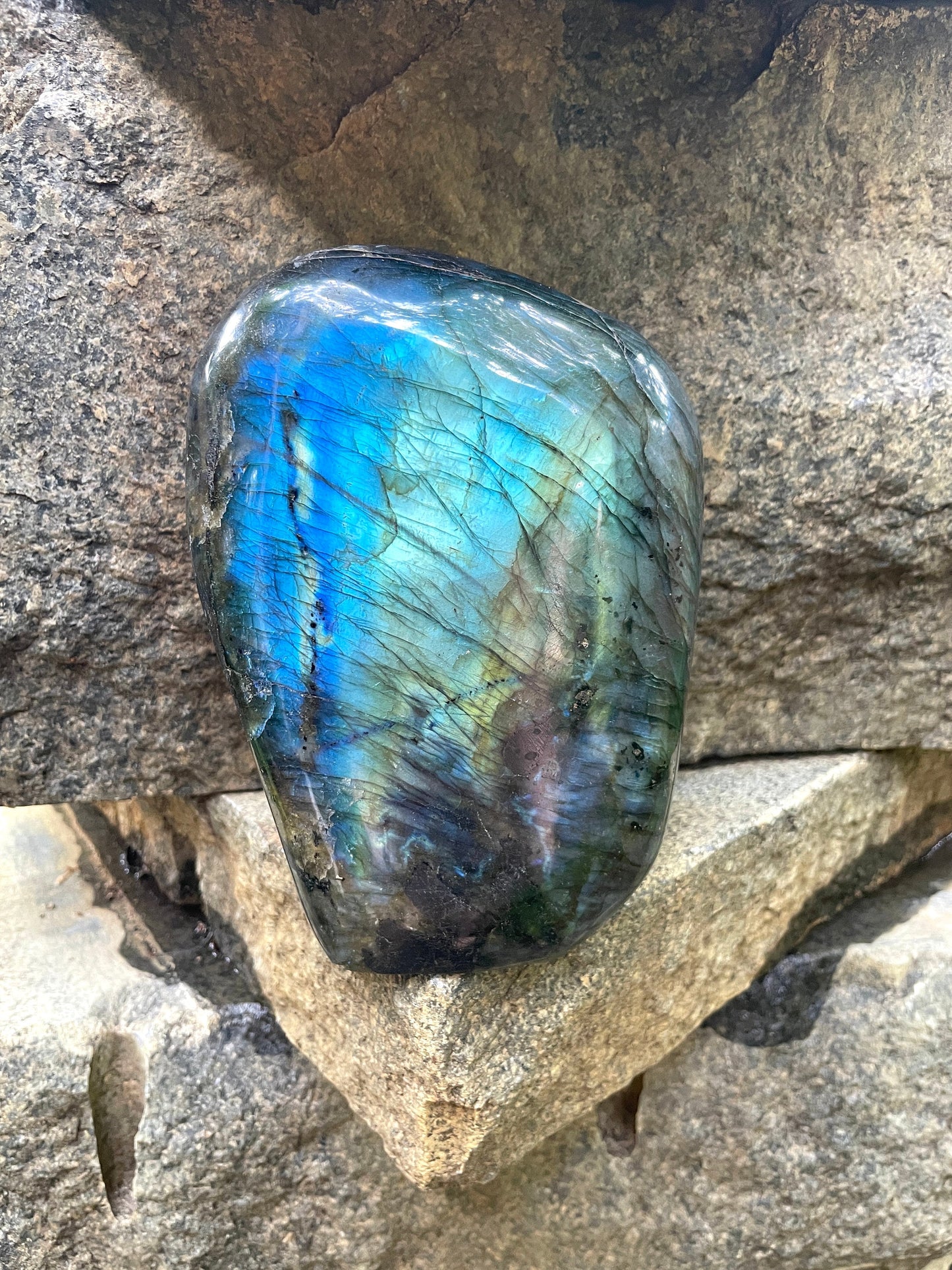 Polished Labradorite Freestanding Display Stone 1780g Specimen Great Flash Mineral Crystal