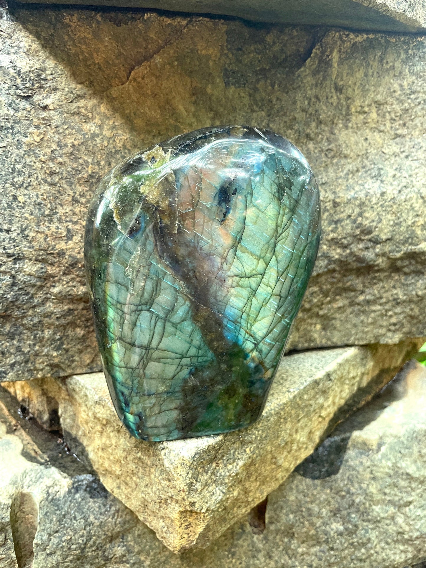 Polished Labradorite Freestanding Display Stone 1780g Specimen Great Flash Mineral Crystal