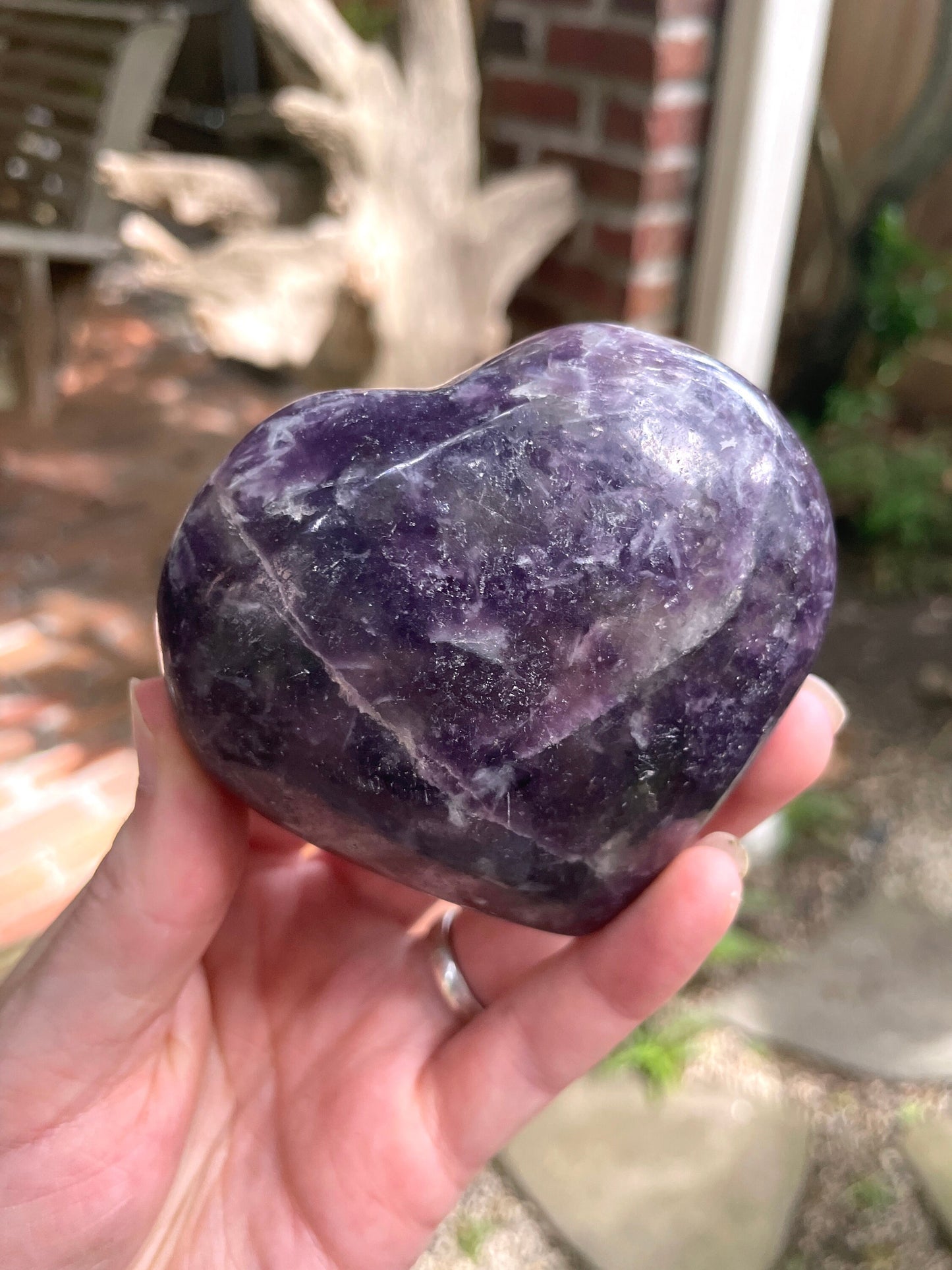 Polished Purple Lepidolite Heart Stone Specimen 338gg From Madagascar Minerals Crystals