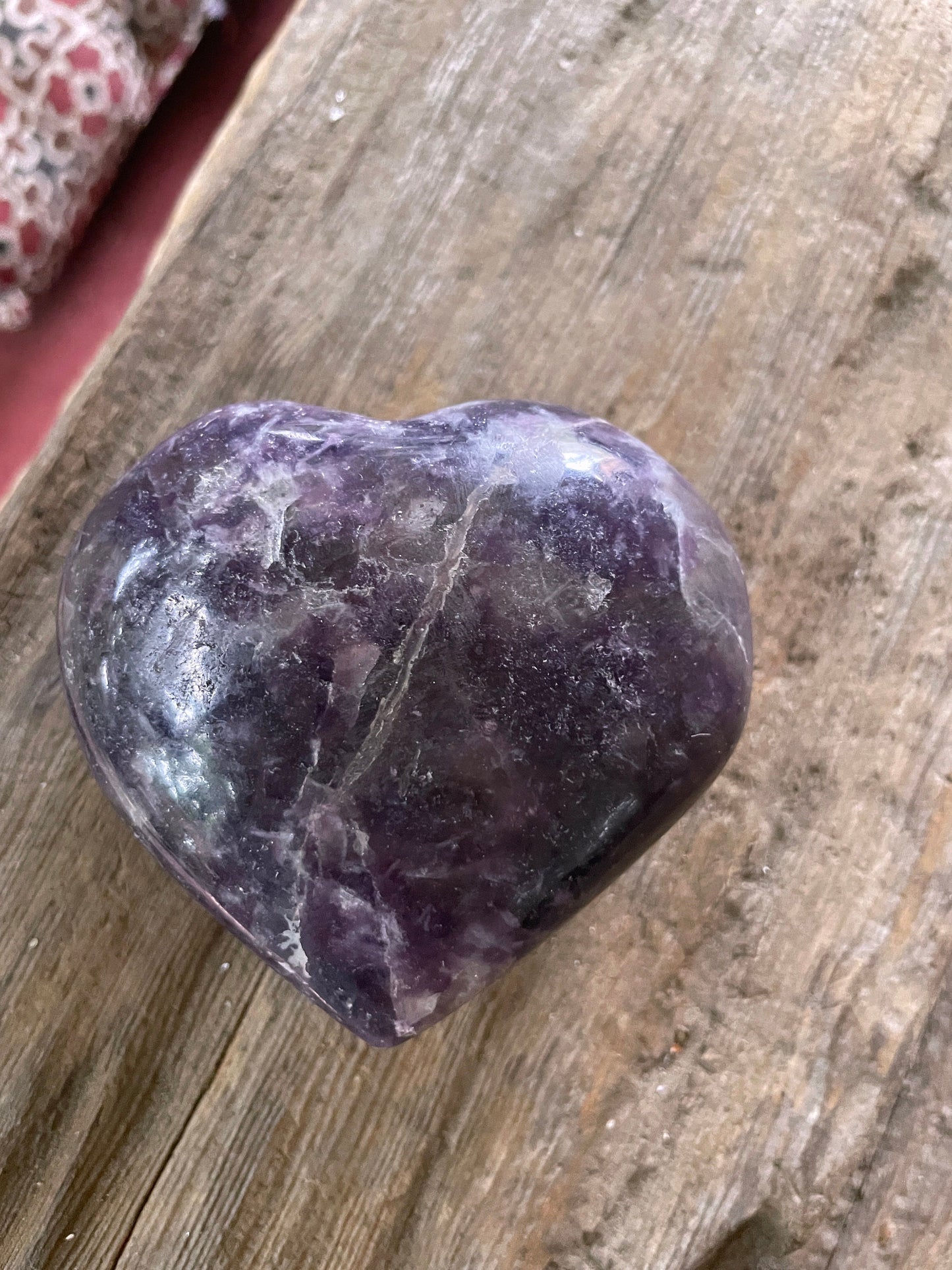 Polished Purple Lepidolite Heart Stone Specimen 338gg From Madagascar Minerals Crystals