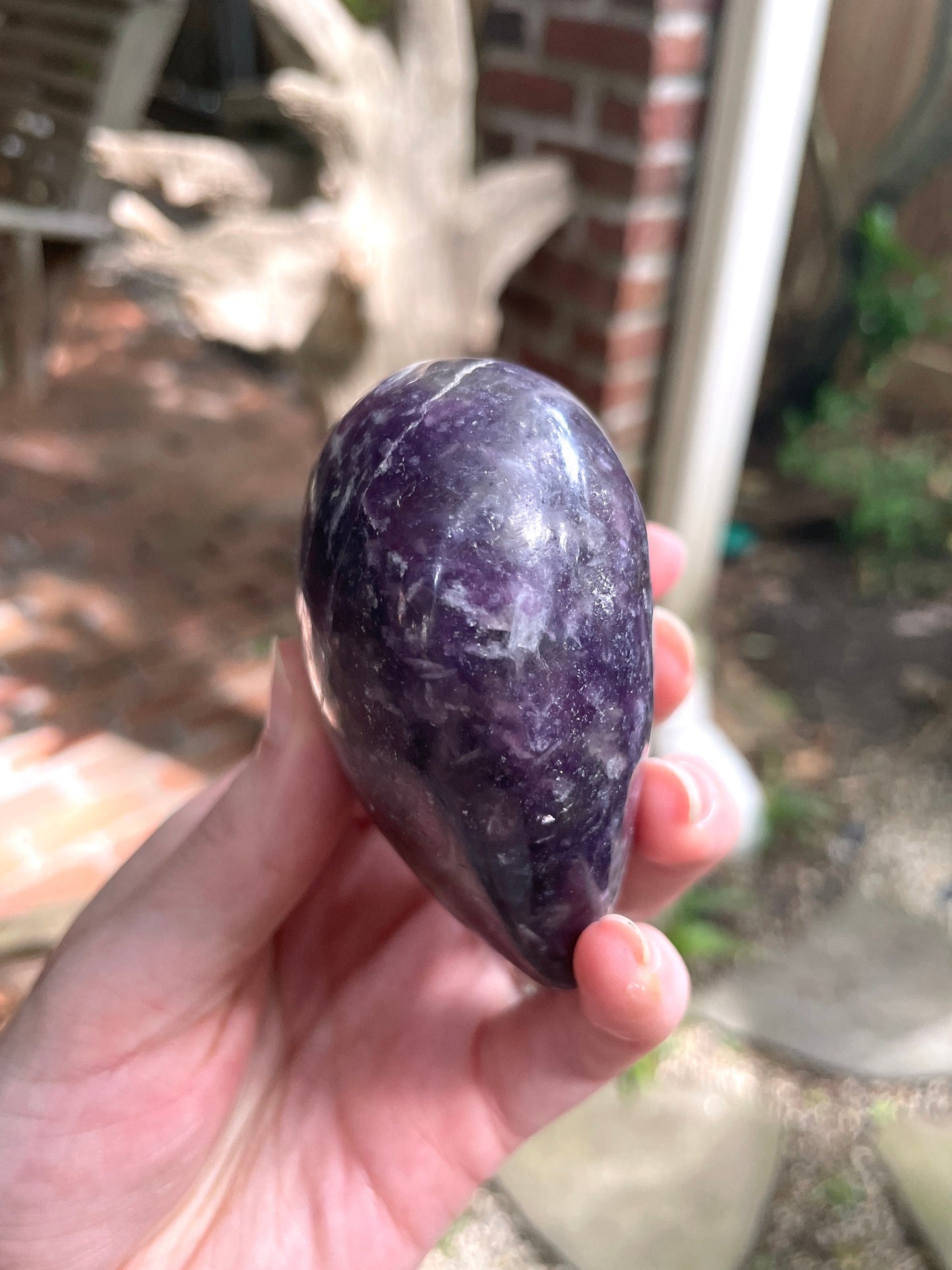 Polished Purple Lepidolite Heart Stone Specimen 338gg From Madagascar Minerals Crystals