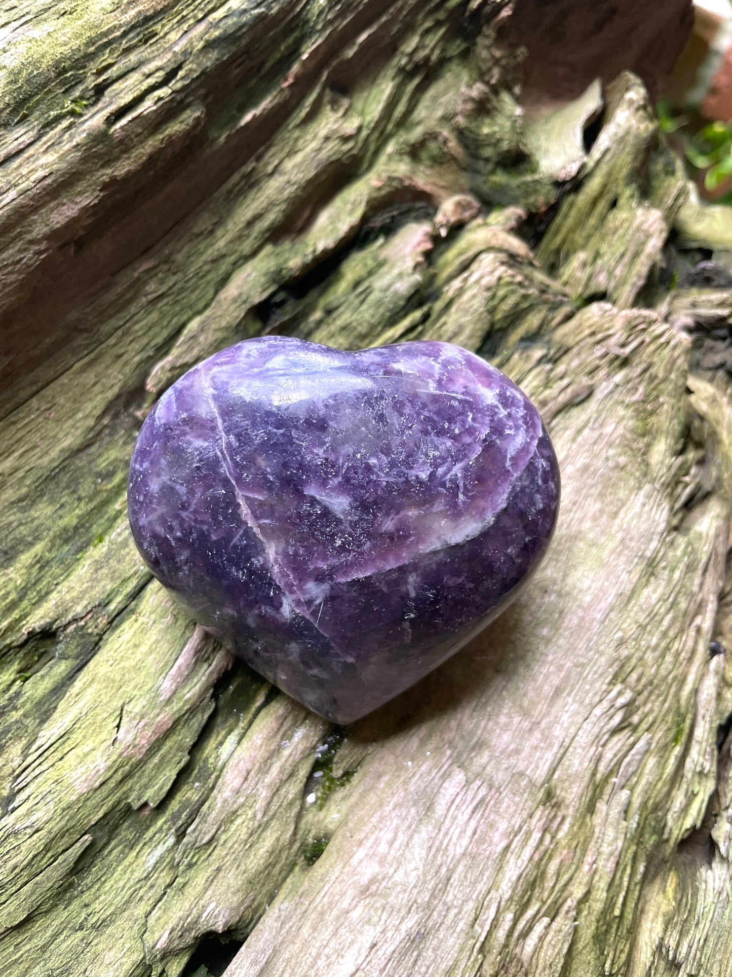 Polished Purple Lepidolite Heart Stone Specimen 338gg From Madagascar Minerals Crystals