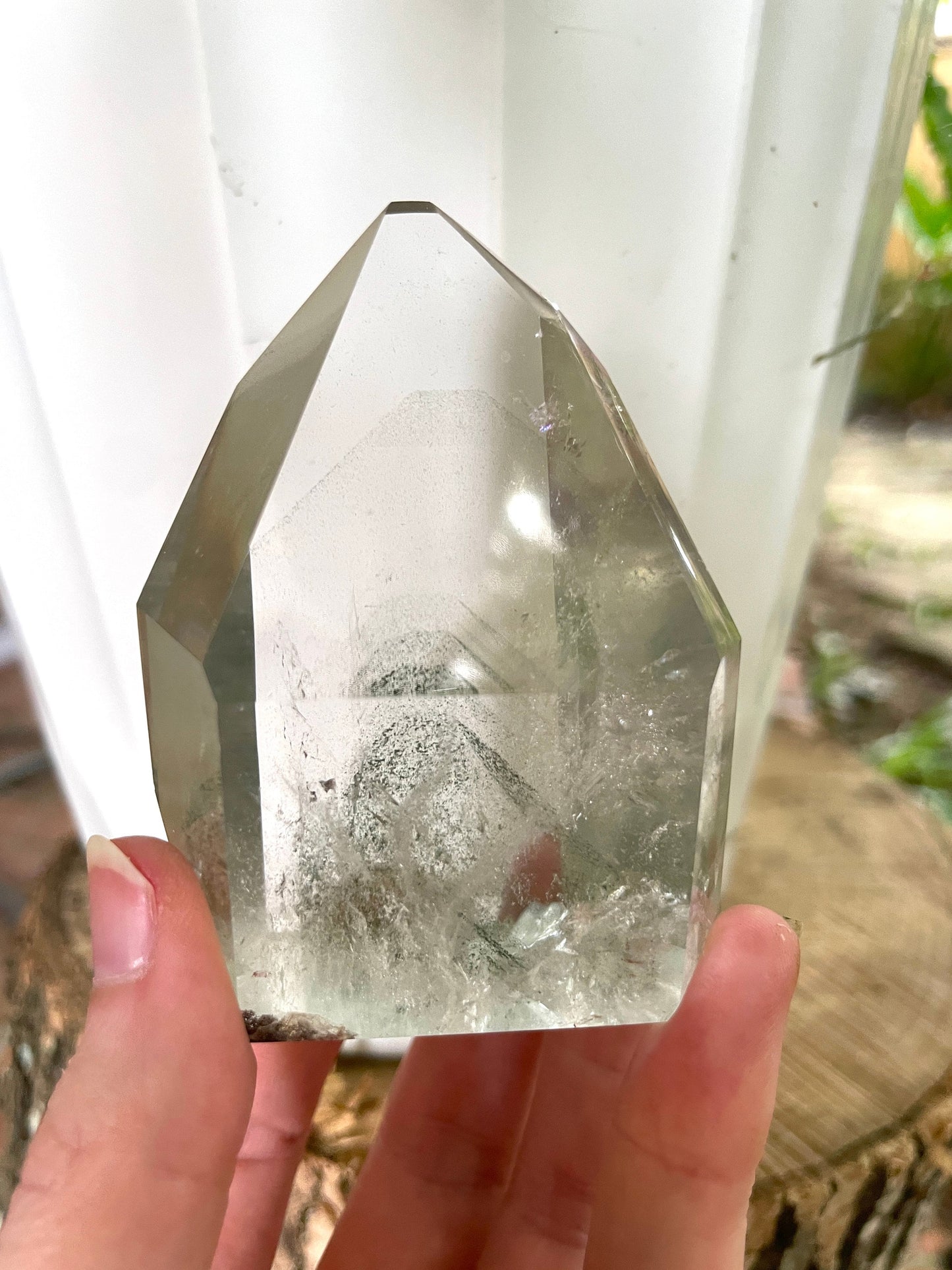 Green Chlorite Included Polished Phantom Quartz 192.6 Specimen Crystals Minerals