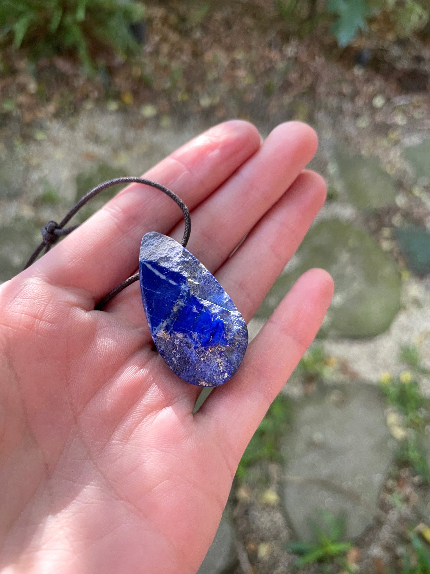 Half Polished and Hand Drilled Lapis Lazuli Pendant 44mm From Afghanistan Necklace