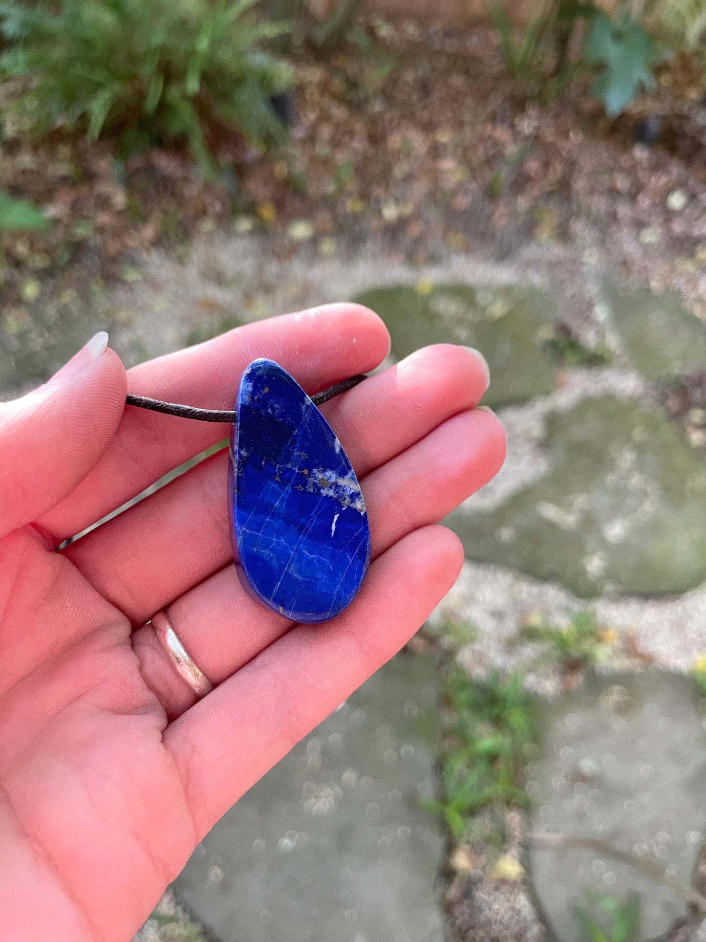 Half Polished and Hand Drilled Lapis Lazuli Pendant 44mm From Afghanistan Necklace