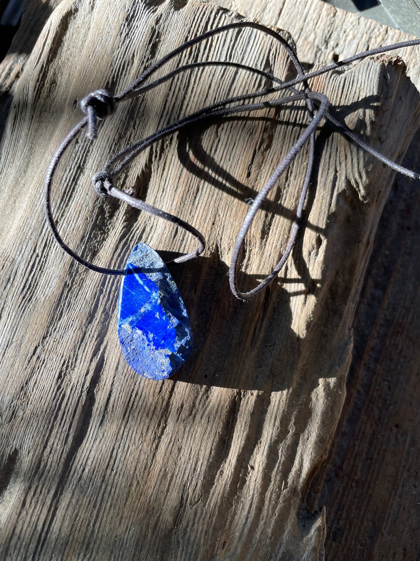 Half Polished and Hand Drilled Lapis Lazuli Pendant 44mm From Afghanistan Necklace