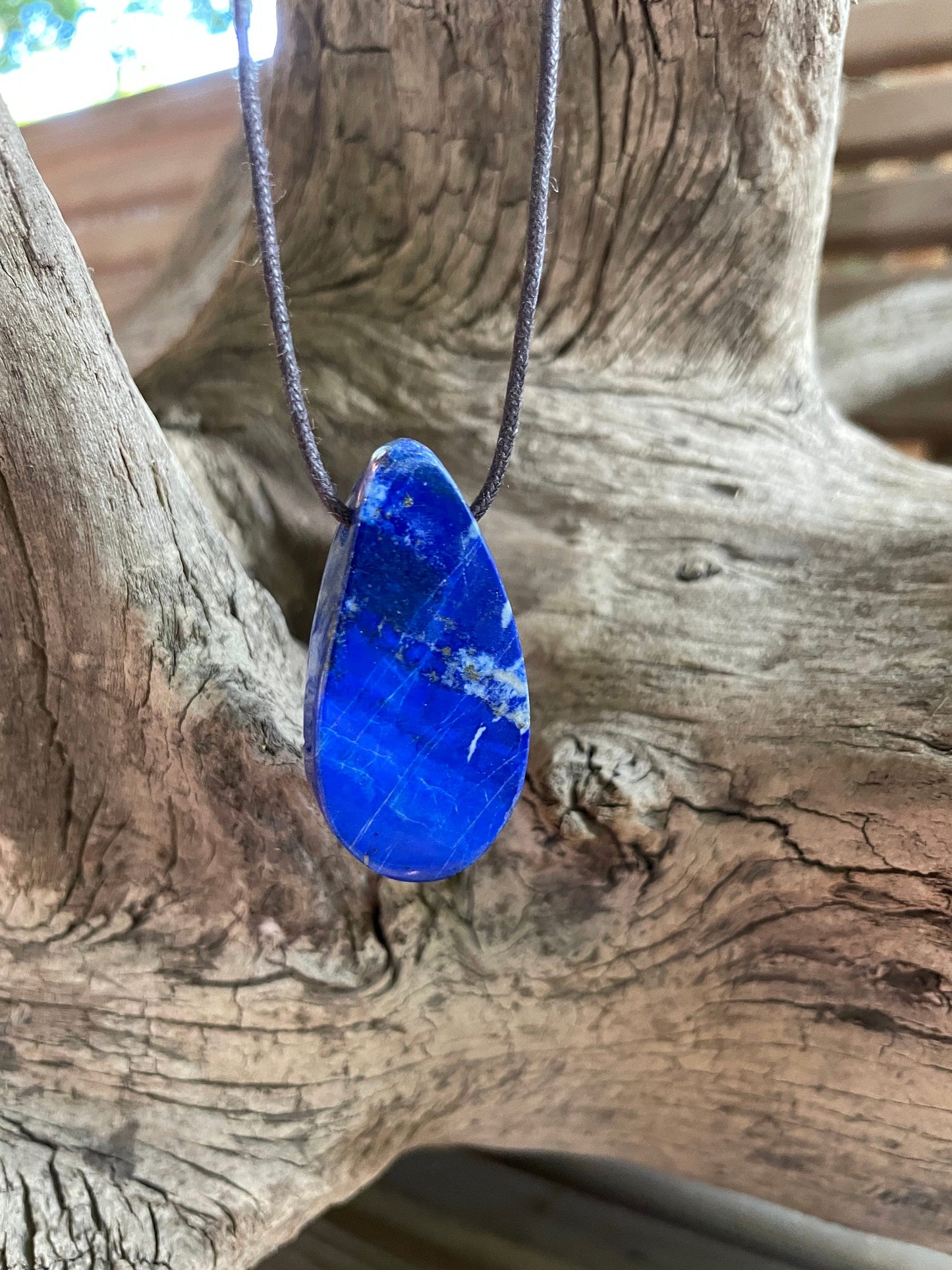 Half Polished and Hand Drilled Lapis Lazuli Pendant 44mm From Afghanistan Necklace