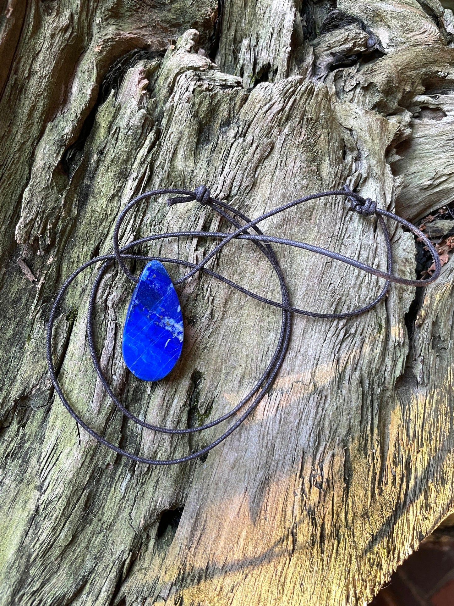 Half Polished and Hand Drilled Lapis Lazuli Pendant 44mm From Afghanistan Necklace