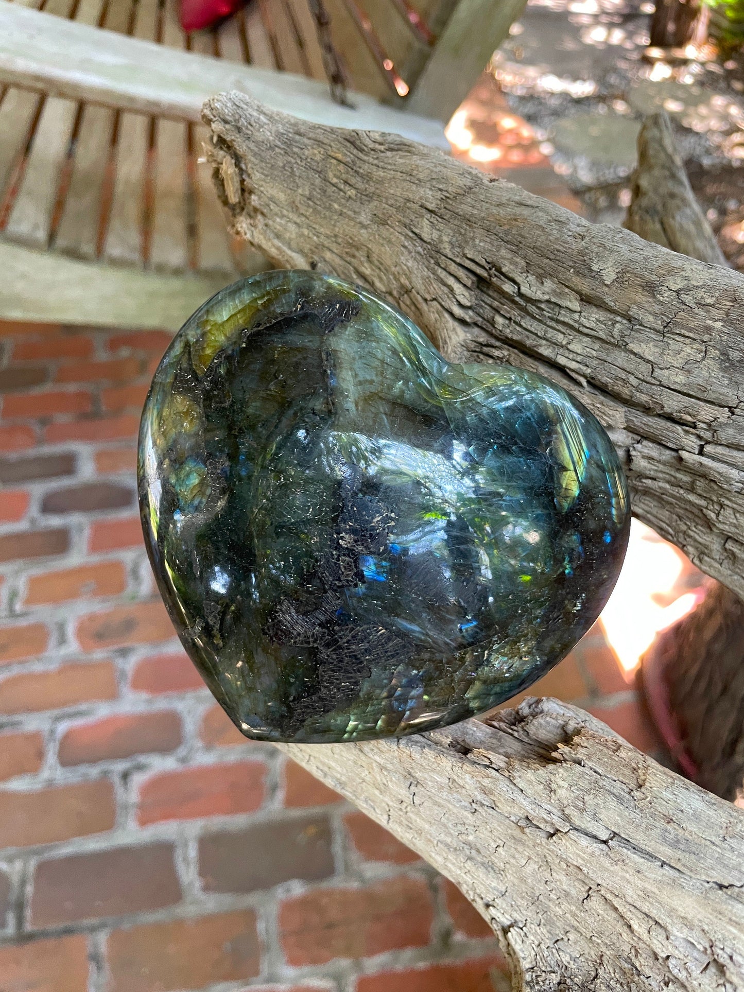 Lovely Large Polished Labradorite Heart 654g Specimen From Madagascar Lovely Flash