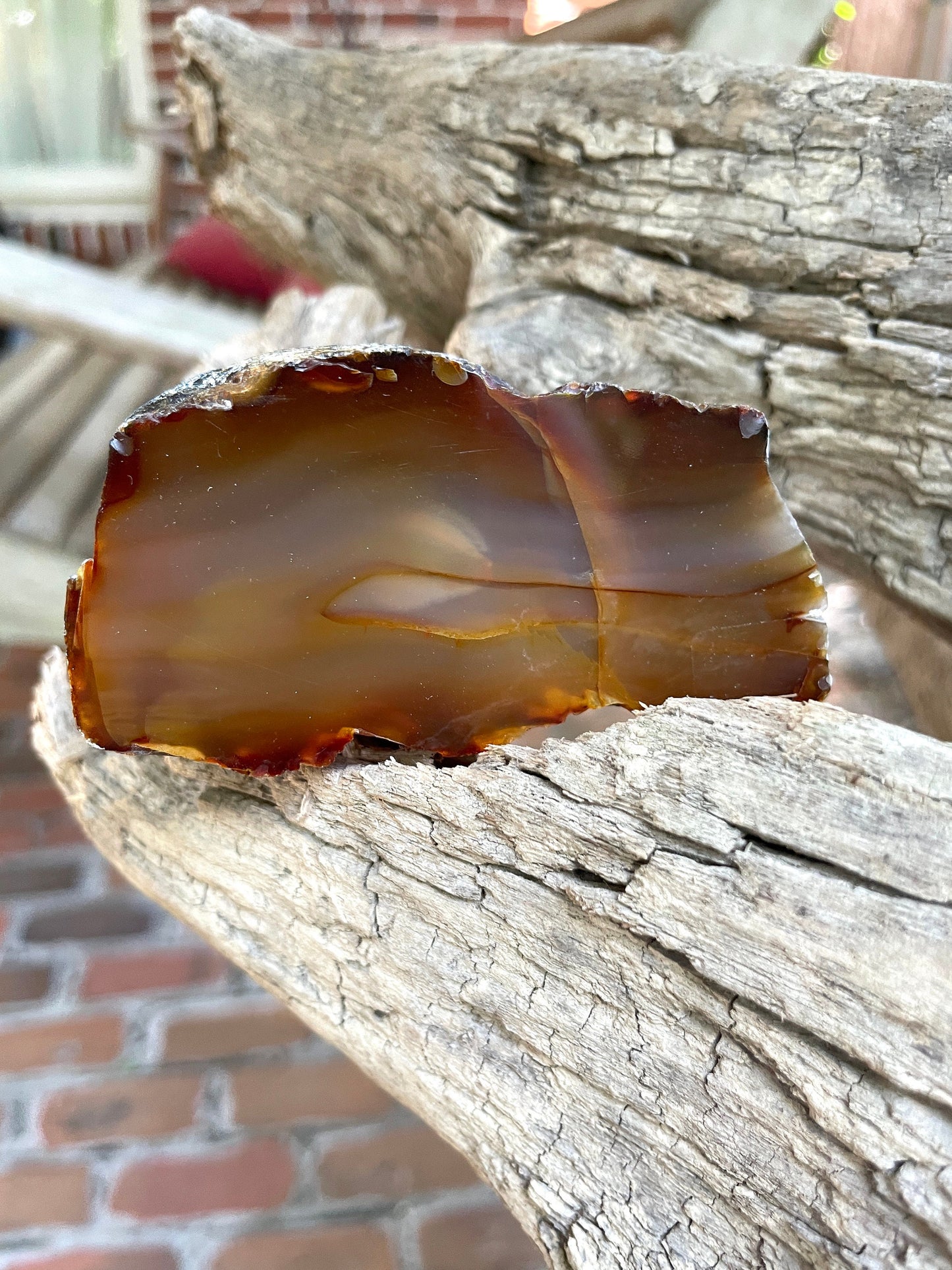 Beautiful Half Polished Cut Agate Specimen 228g From Brazil