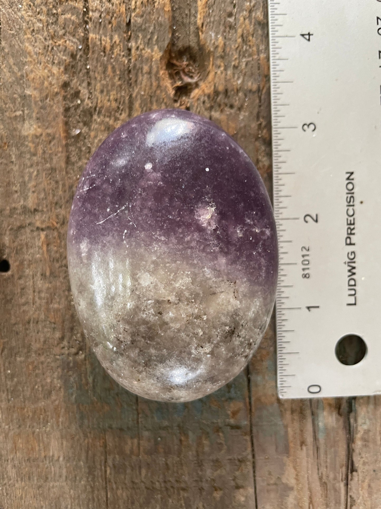 Purple Lepidolite and Quartz Palm Stone Specimen 182.4g From Madagascar Mineral Crystal