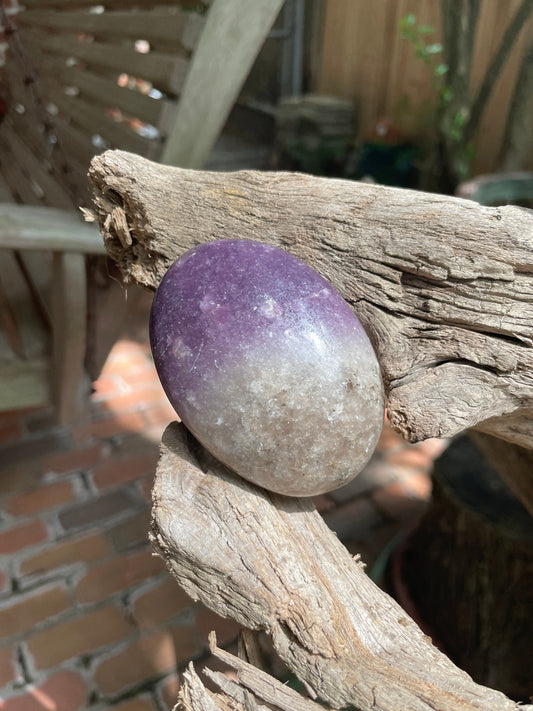 Purple Lepidolite and Quartz Palm Stone Specimen 182.4g From Madagascar Mineral Crystal