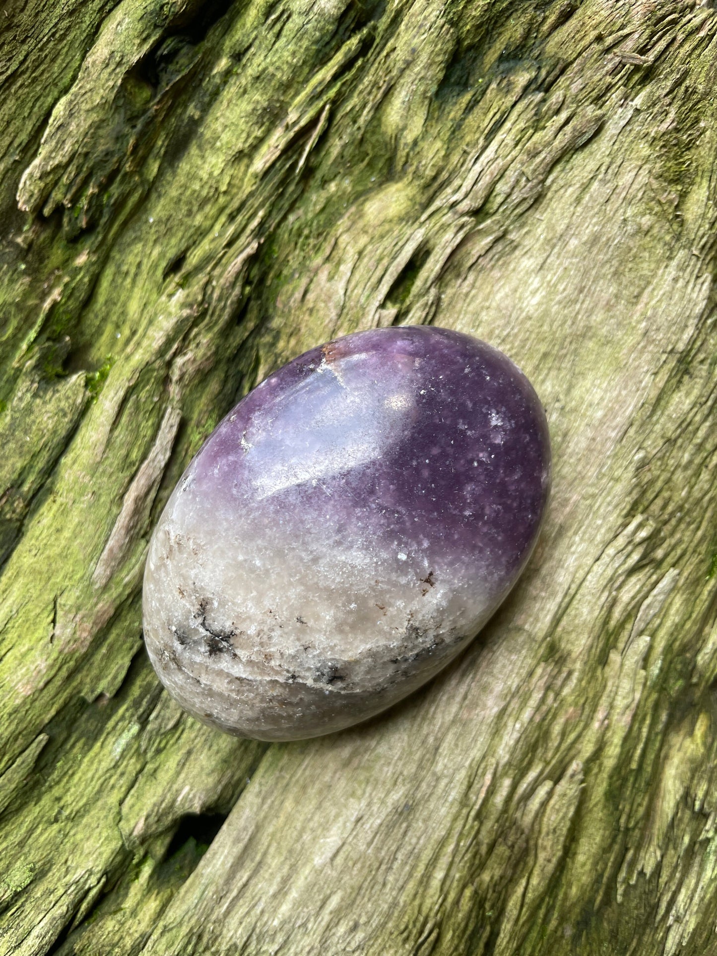 Purple Lepidolite and Quartz Palm Stone Specimen 182.4g From Madagascar Mineral Crystal