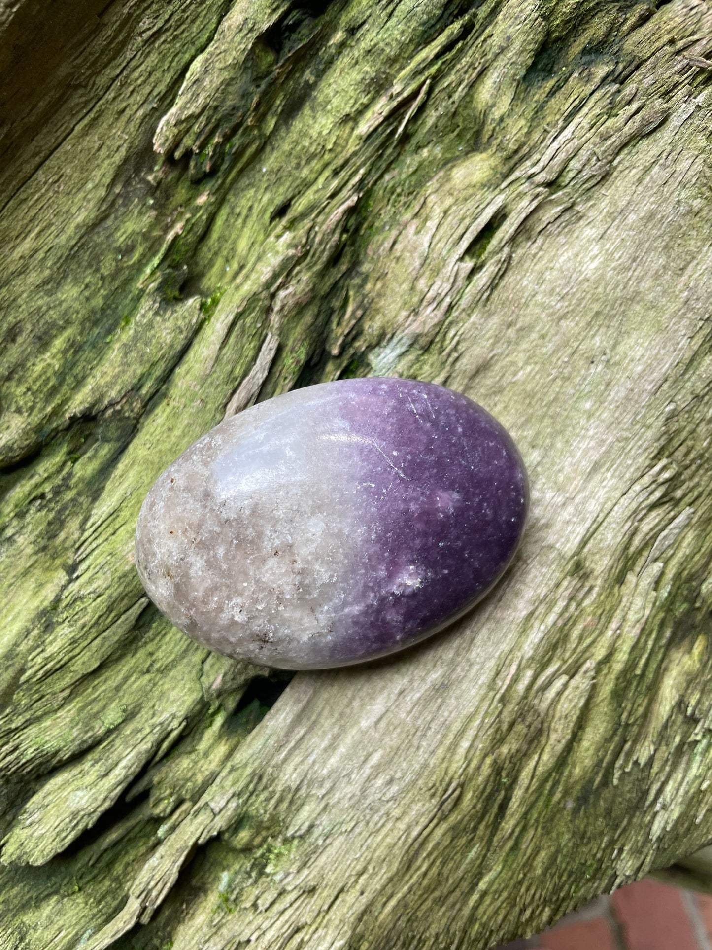 Purple Lepidolite and Quartz Palm Stone Specimen 182.4g From Madagascar Mineral Crystal