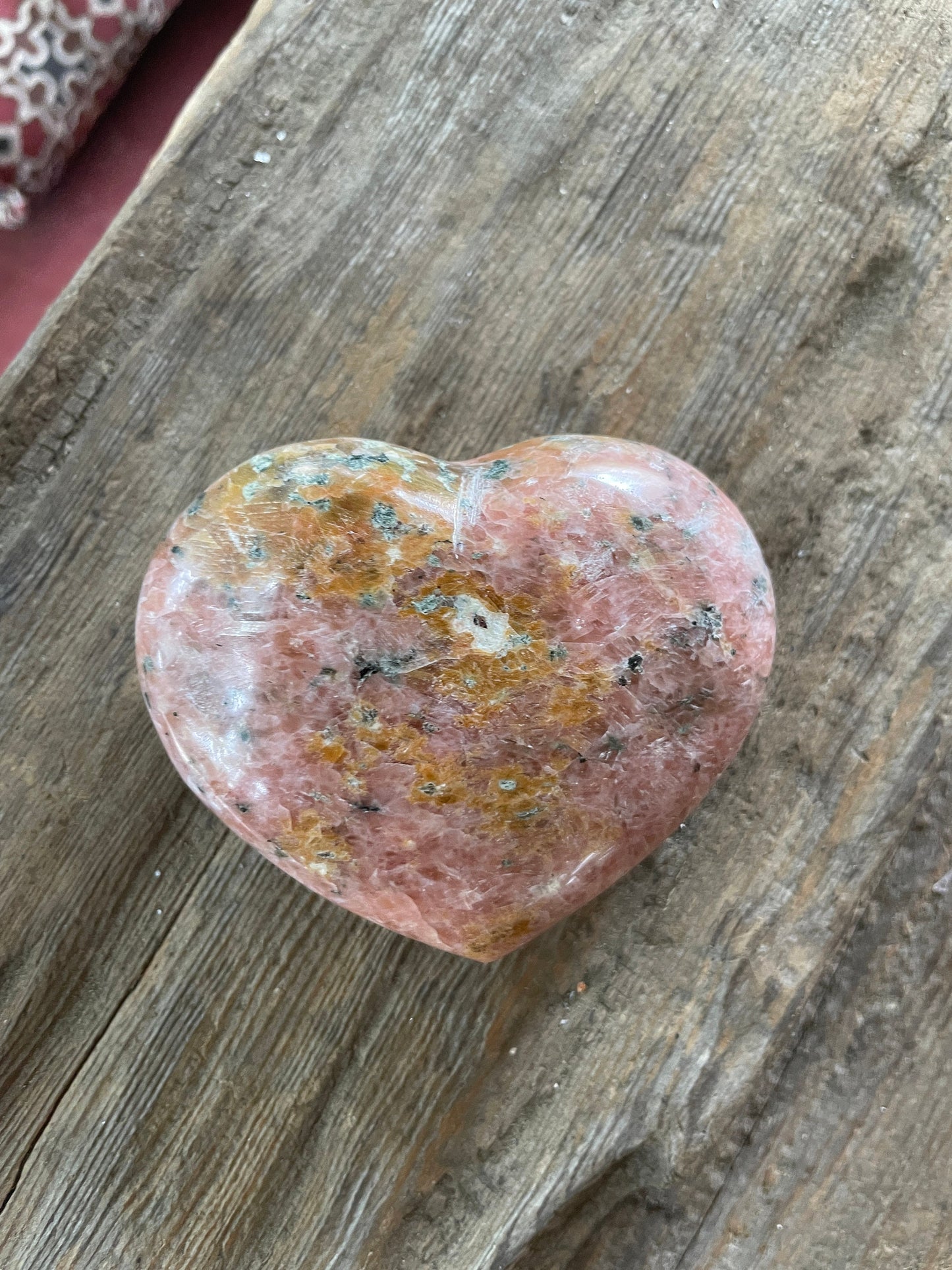 Lovely Orange Peach Calcite Heart Stone Madagascar 236g Mineral Crystal