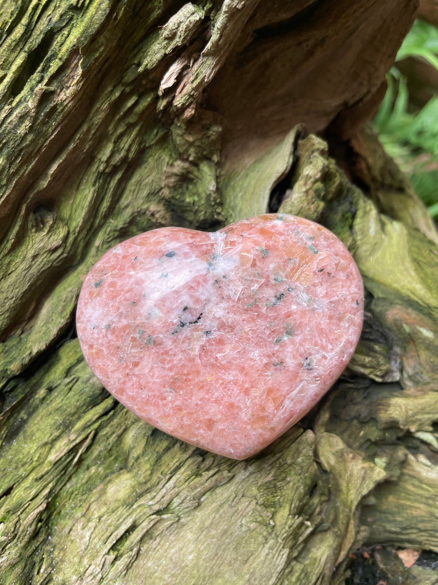 Lovely Orange Peach Calcite Heart Stone Madagascar 236g Mineral Crystal