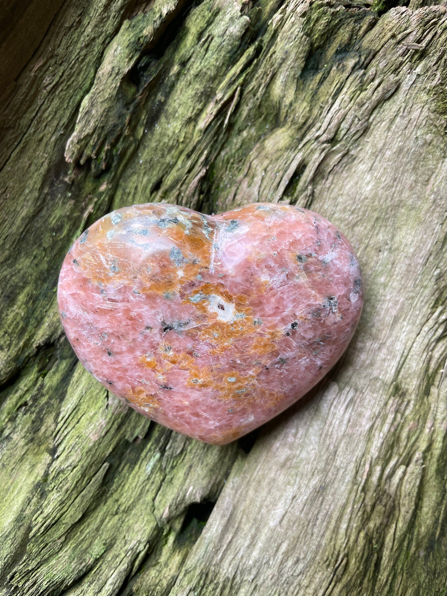 Lovely Orange Peach Calcite Heart Stone Madagascar 236g Mineral Crystal