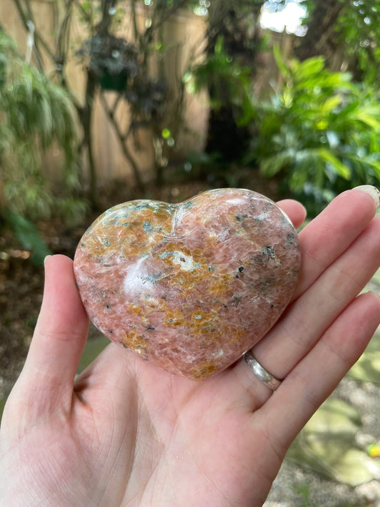 Lovely Orange Peach Calcite Heart Stone Madagascar 236g Mineral Crystal