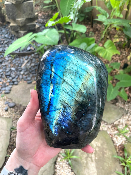 Polished Labradorite Freestanding Display Stone 1780g Specimen Great Flash Mineral Crystal