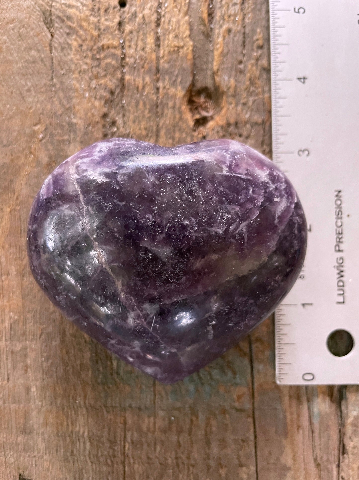 Polished Purple Lepidolite Heart Stone Specimen 338gg From Madagascar Minerals Crystals