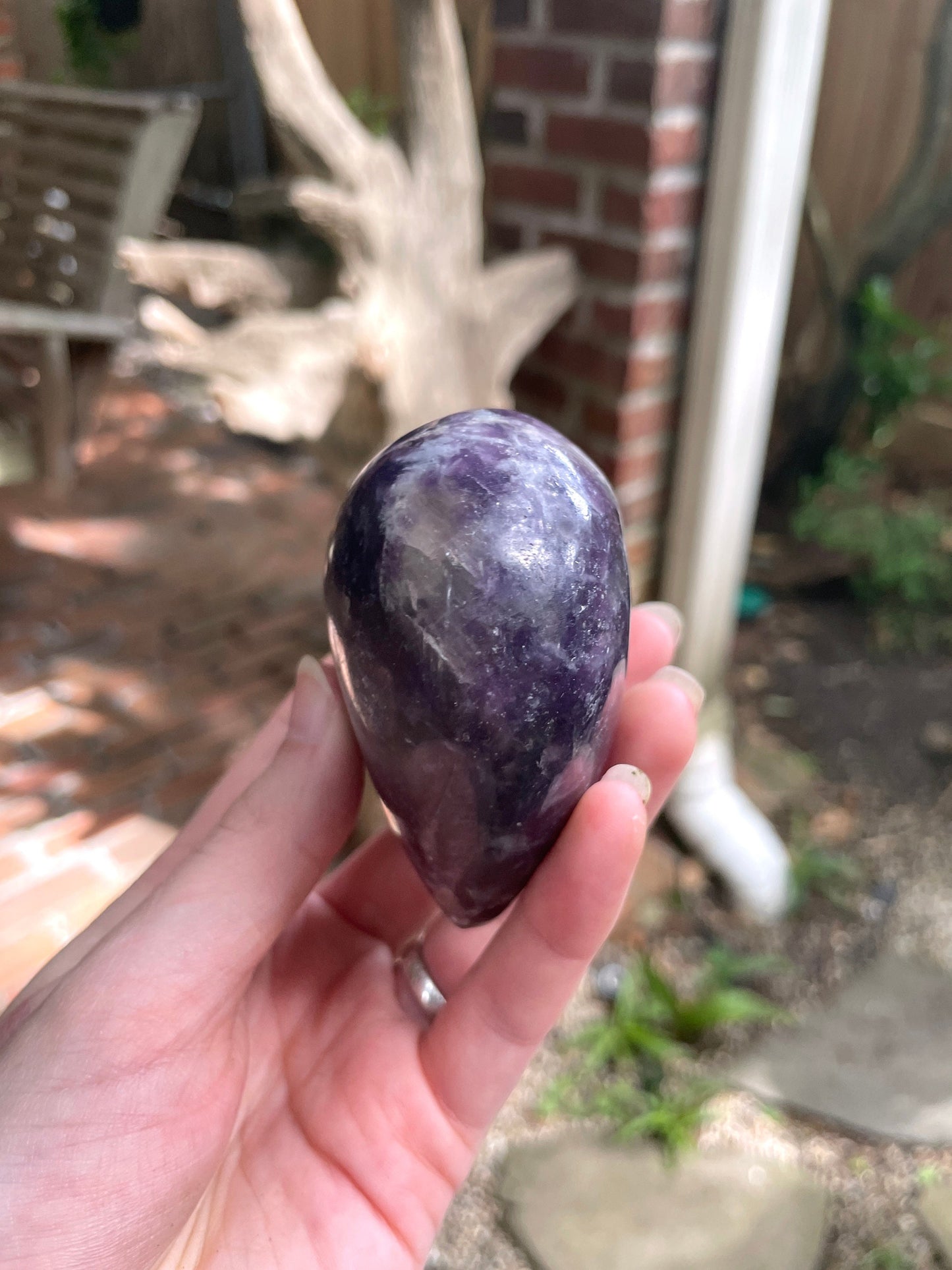 Polished Purple Lepidolite Heart Stone Specimen 338gg From Madagascar Minerals Crystals