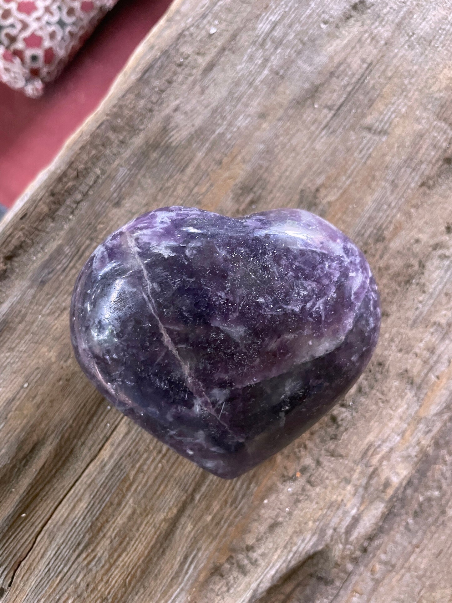 Polished Purple Lepidolite Heart Stone Specimen 338gg From Madagascar Minerals Crystals