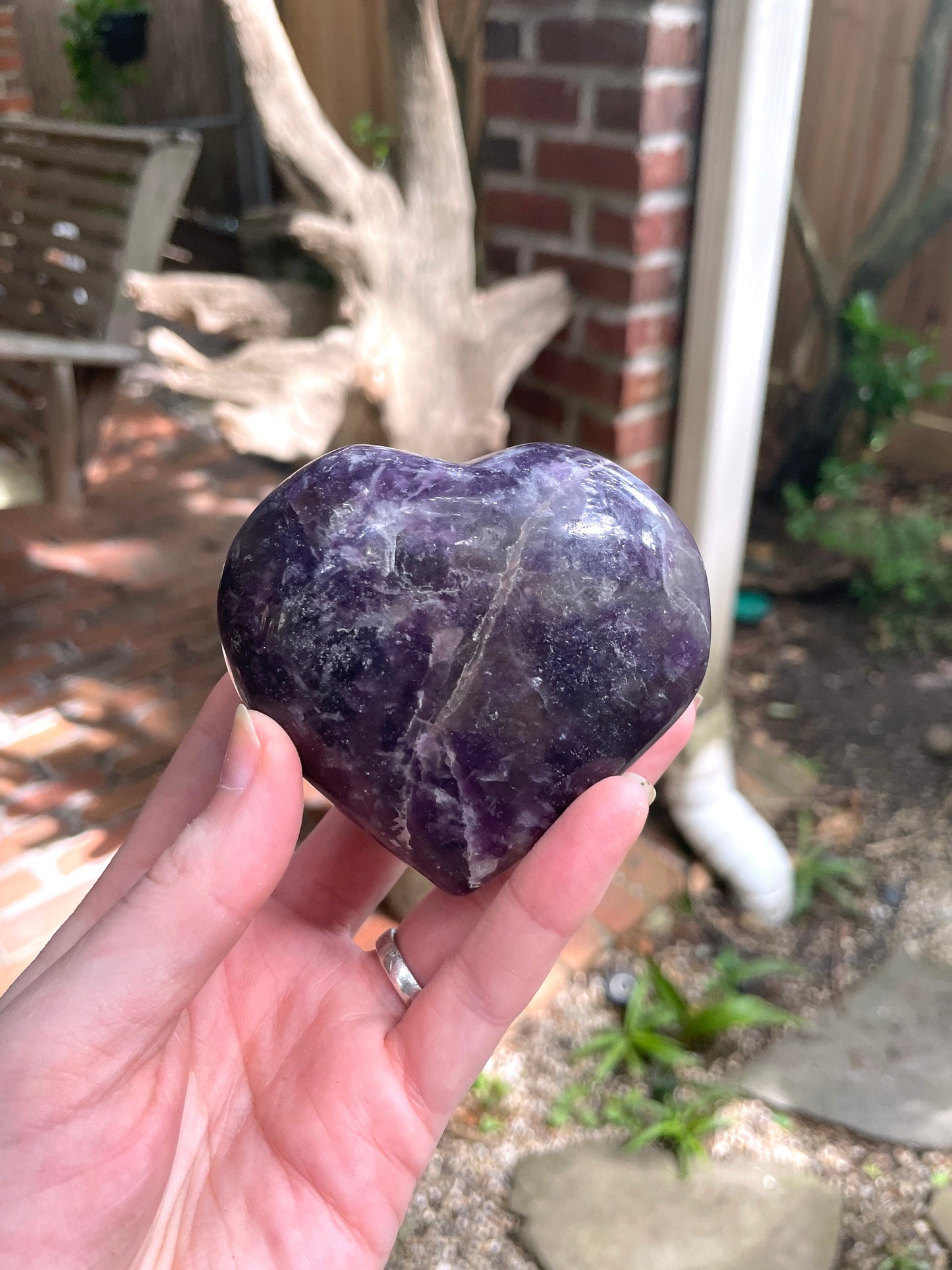 Polished Purple Lepidolite Heart Stone Specimen 338gg From Madagascar Minerals Crystals