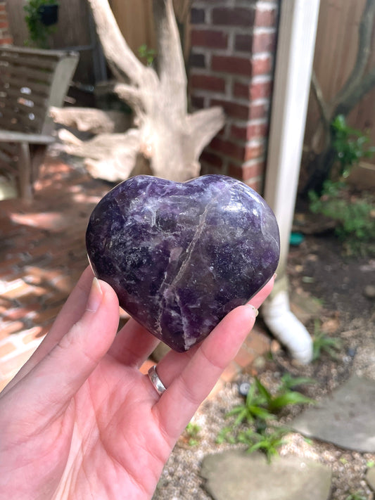 Polished Purple Lepidolite Heart Stone Specimen 338gg From Madagascar Minerals Crystals