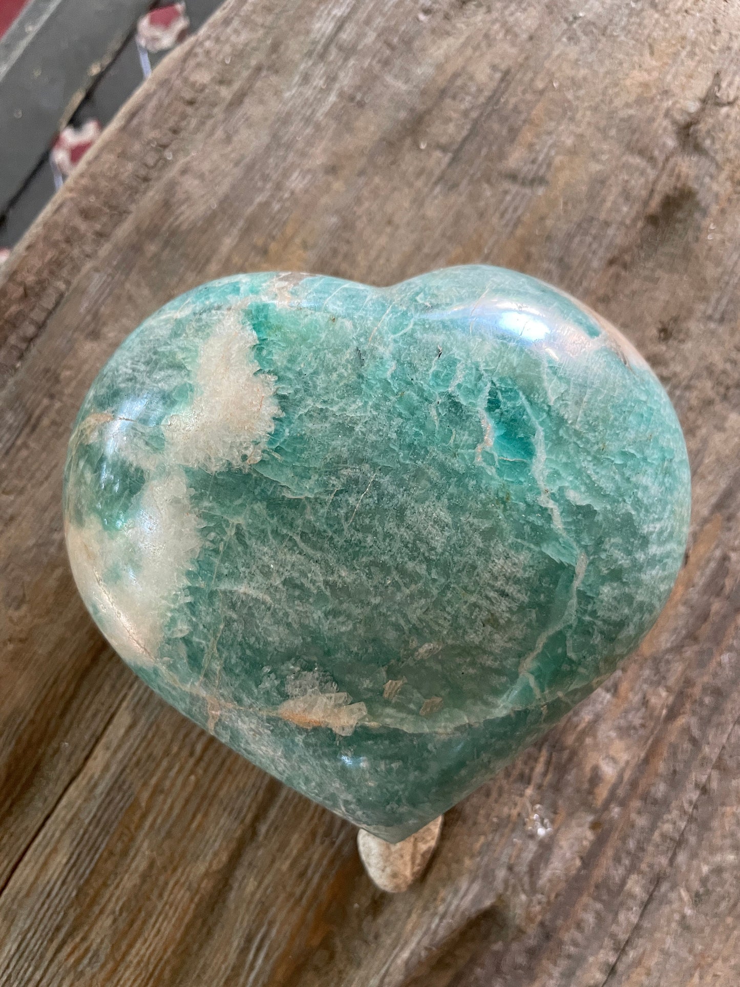 Medium Blue Polished Amazonite Hearte 436g From Madagascar Mineral Crystal