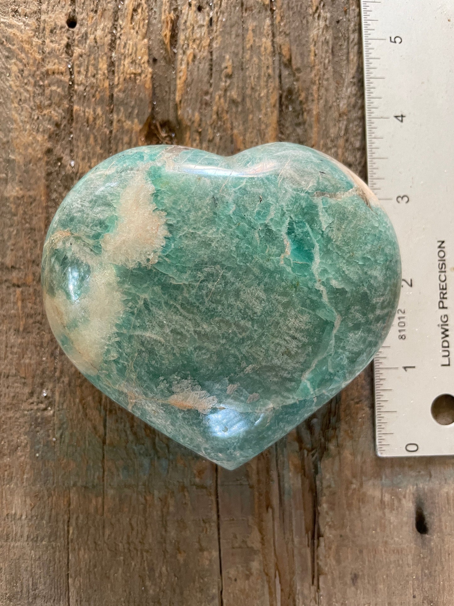 Medium Blue Polished Amazonite Hearte 436g From Madagascar Mineral Crystal