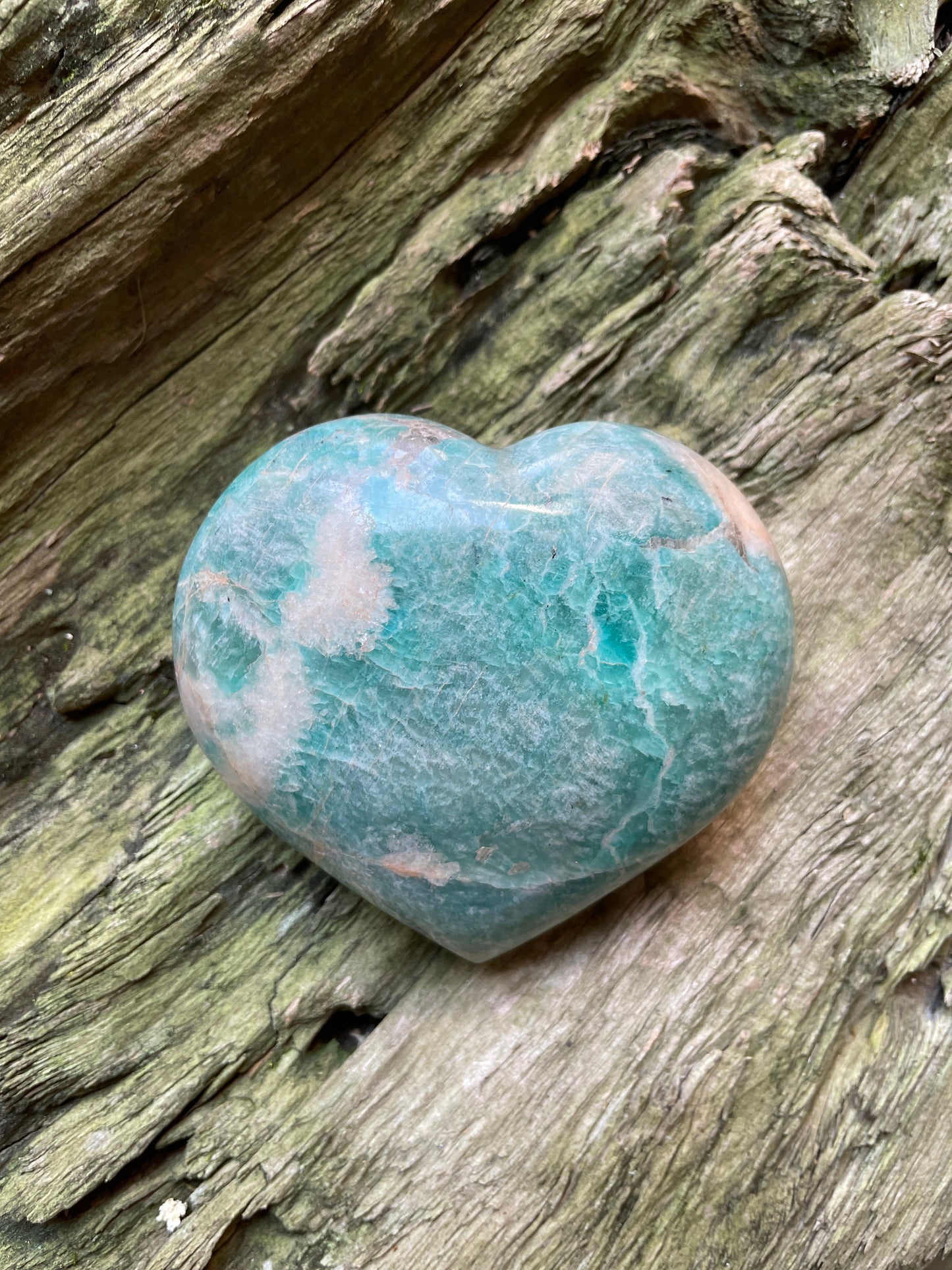 Medium Blue Polished Amazonite Hearte 436g From Madagascar Mineral Crystal