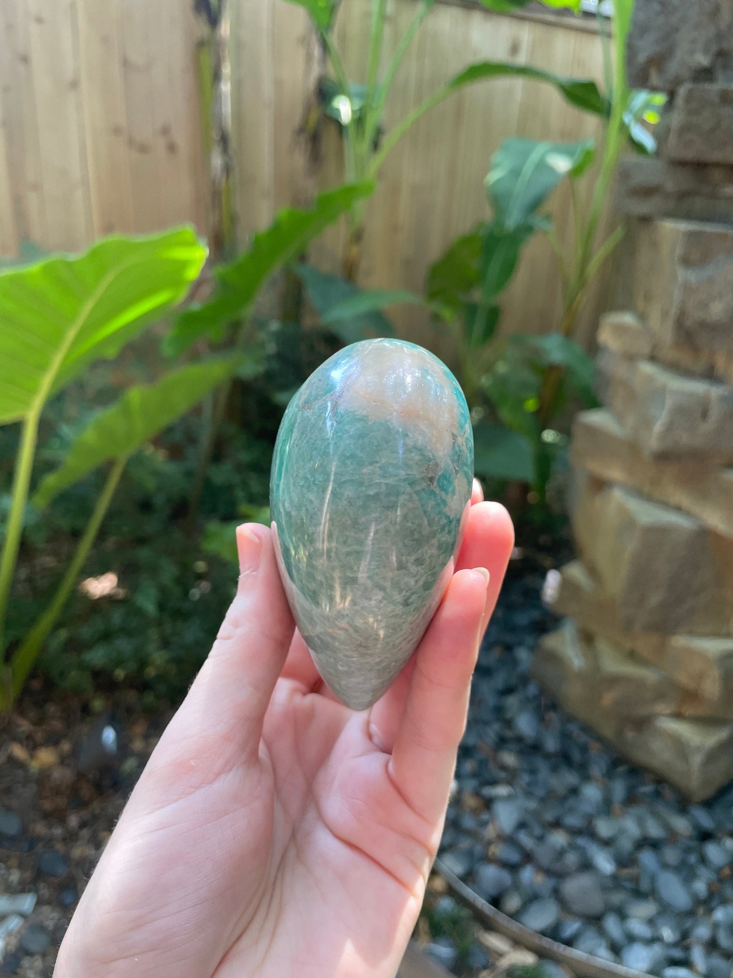 Medium Blue Polished Amazonite Hearte 436g From Madagascar Mineral Crystal