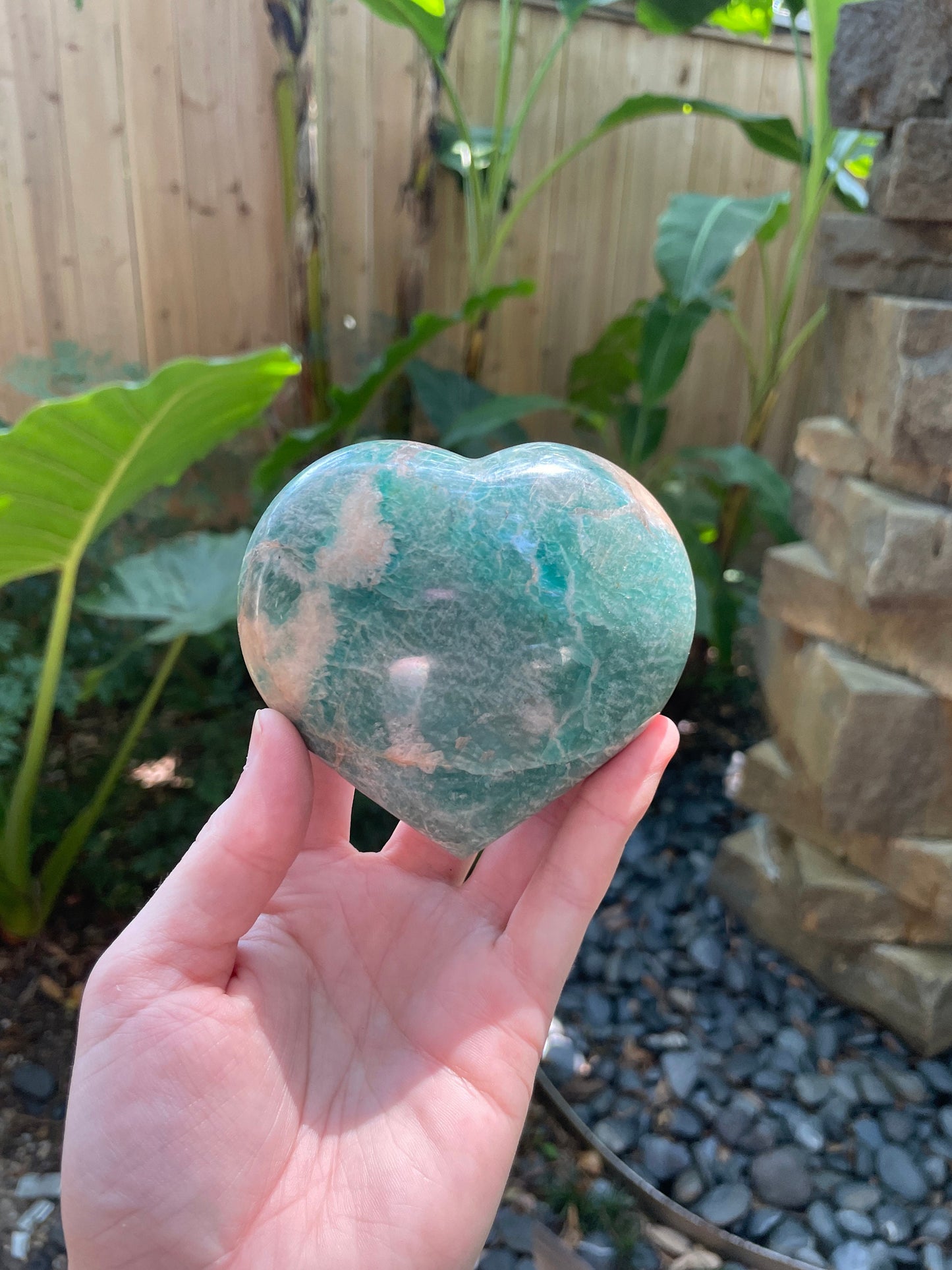 Medium Blue Polished Amazonite Hearte 436g From Madagascar Mineral Crystal