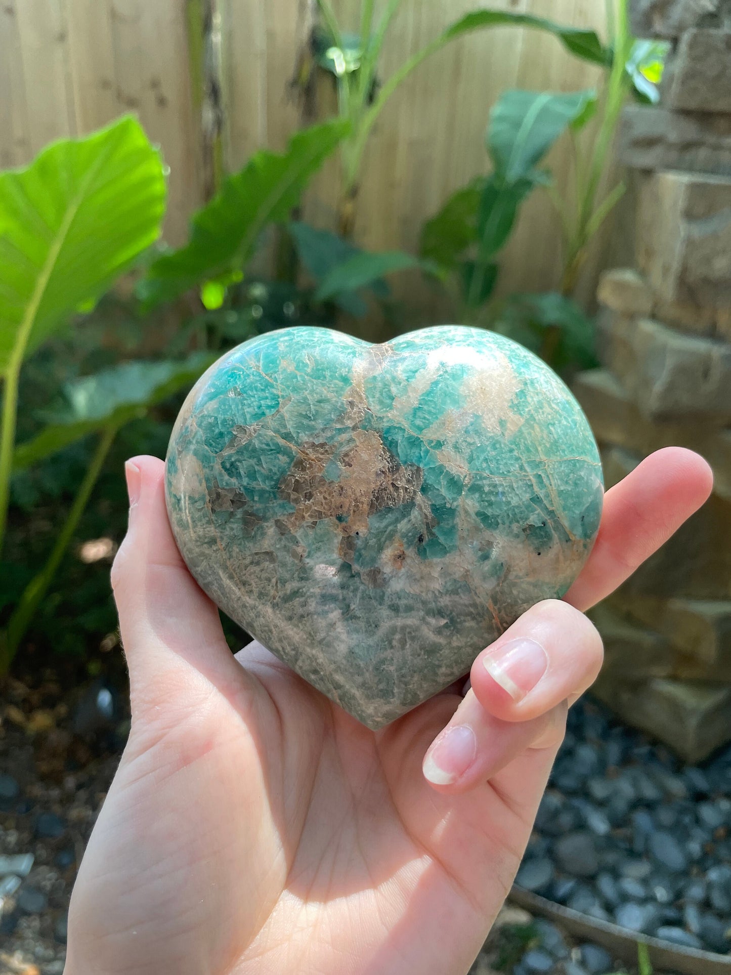 Medium Blue Polished Amazonite Hearte 436g From Madagascar Mineral Crystal