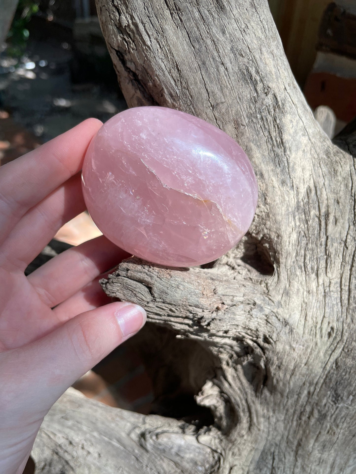 Polished Rose Quartz Palm Stone From Madagascar 212g Specimen Mineral Crystal