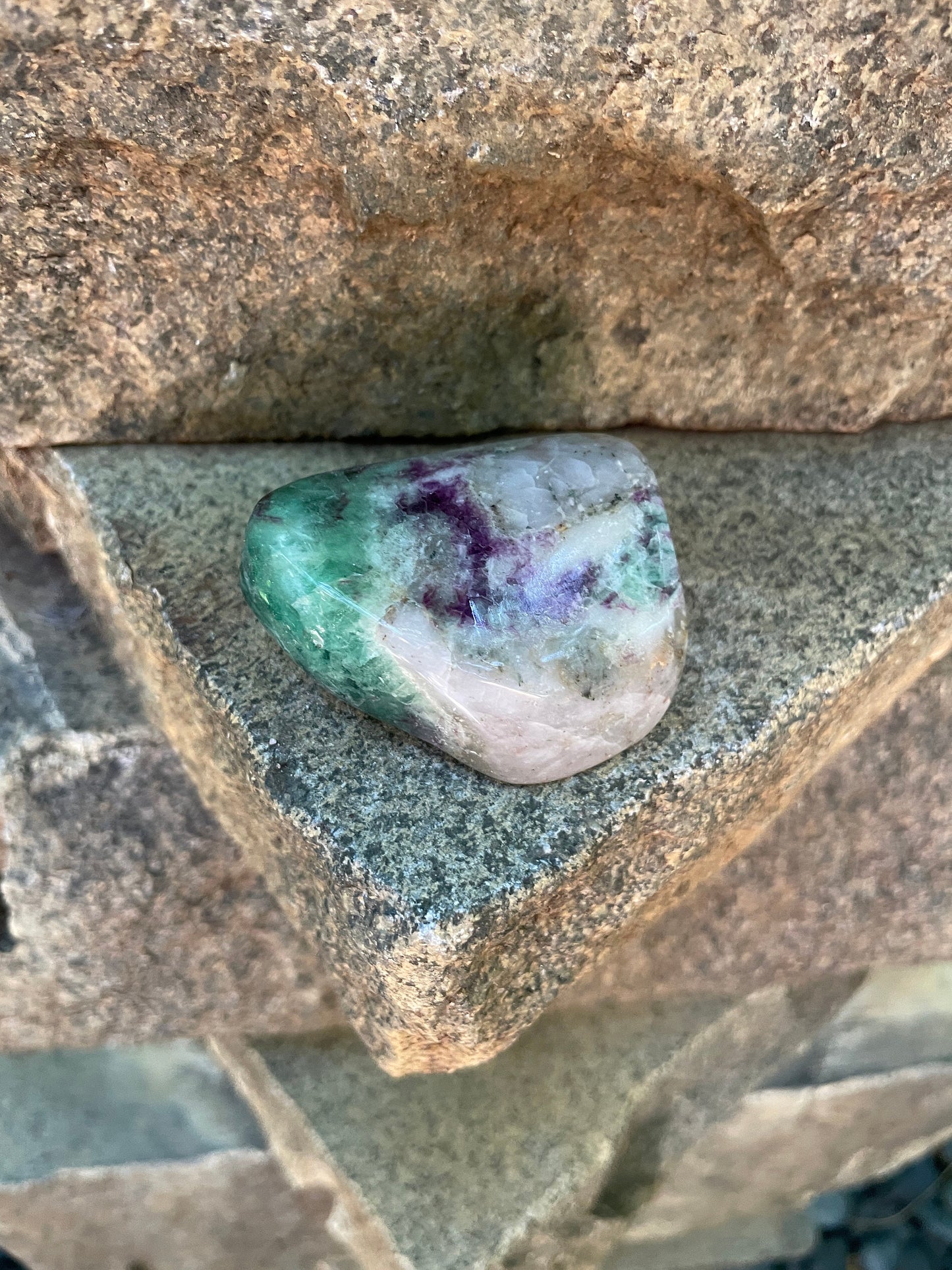 Purple and Green Polished Fluorite Free Form/ Palm Stone Specimen 112g From New Mexico Mineral Crystal