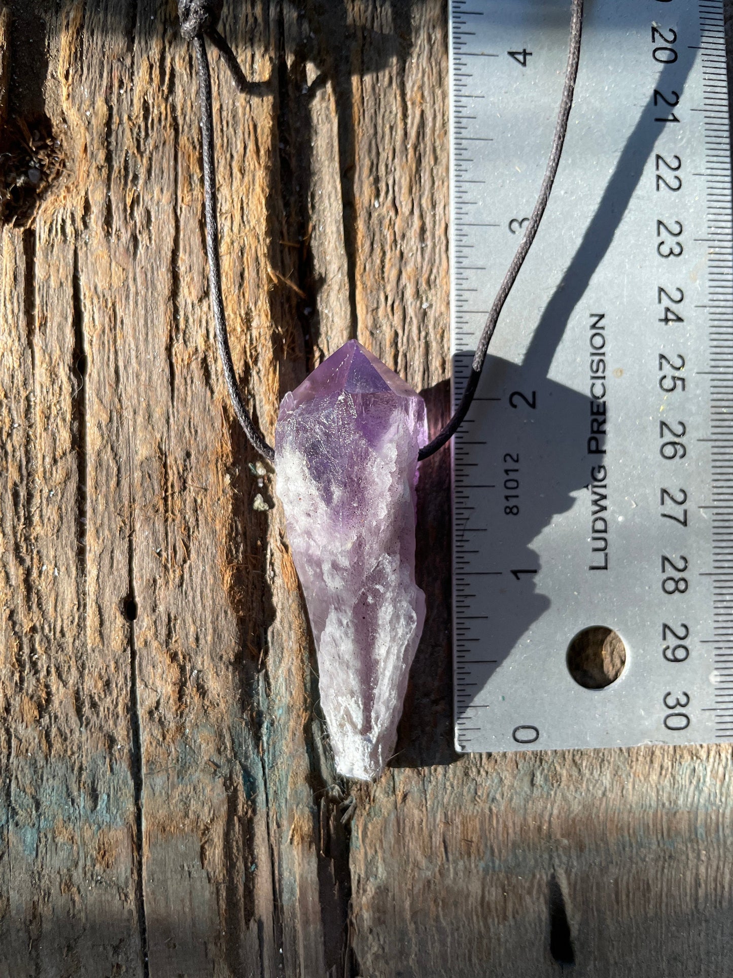 Hand Drilled Bahia Amethyst Point Pendant Necklace 61mm From Brazil