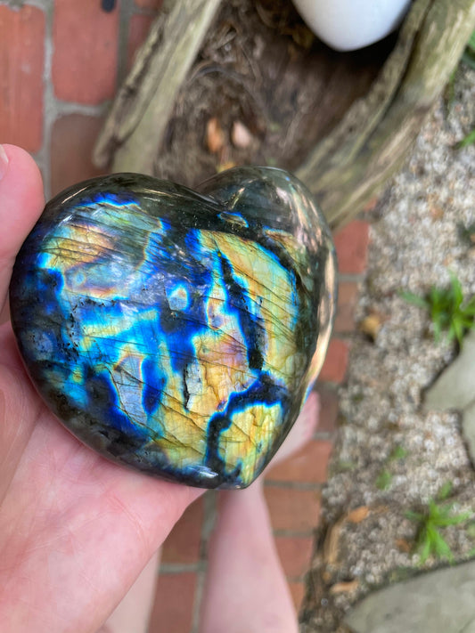 Lovely Large Polished Labradorite Heart 654g Specimen From Madagascar Lovely Flash