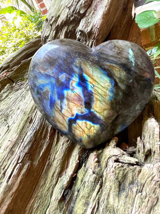 Lovely Large Polished Labradorite Heart 654g Specimen From Madagascar Lovely Flash