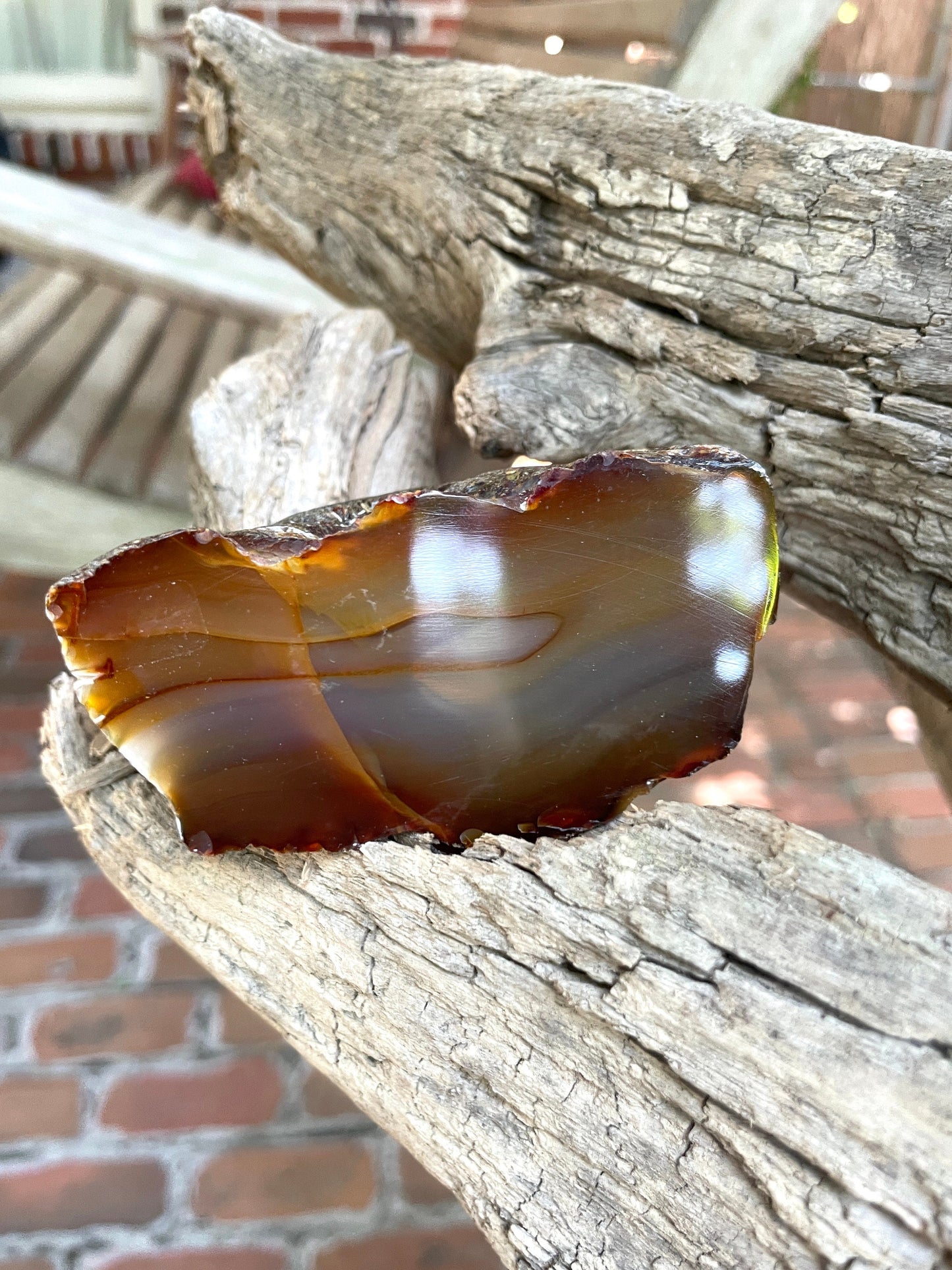 Beautiful Half Polished Cut Agate Specimen 228g From Brazil