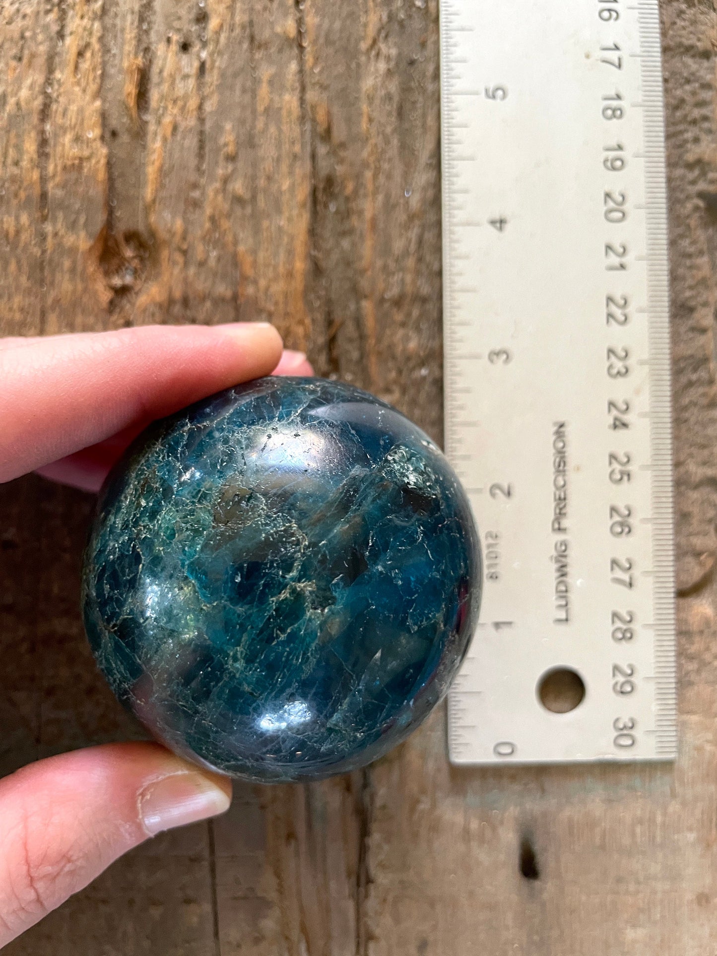 Blue Apatite 60mm Polished Sphere from Madagascar 370g Stand Included Collection Reiki Chakra Peace Healing