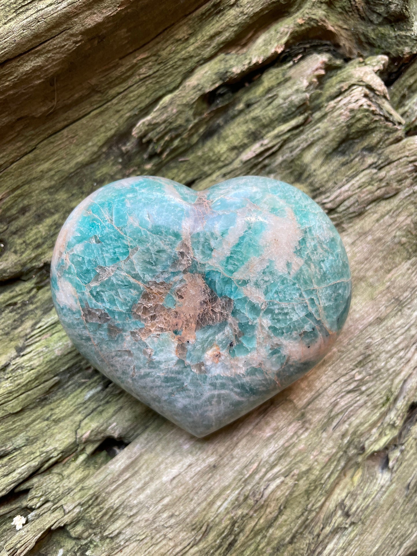 Medium Blue Polished Amazonite Hearte 436g From Madagascar Mineral Crystal