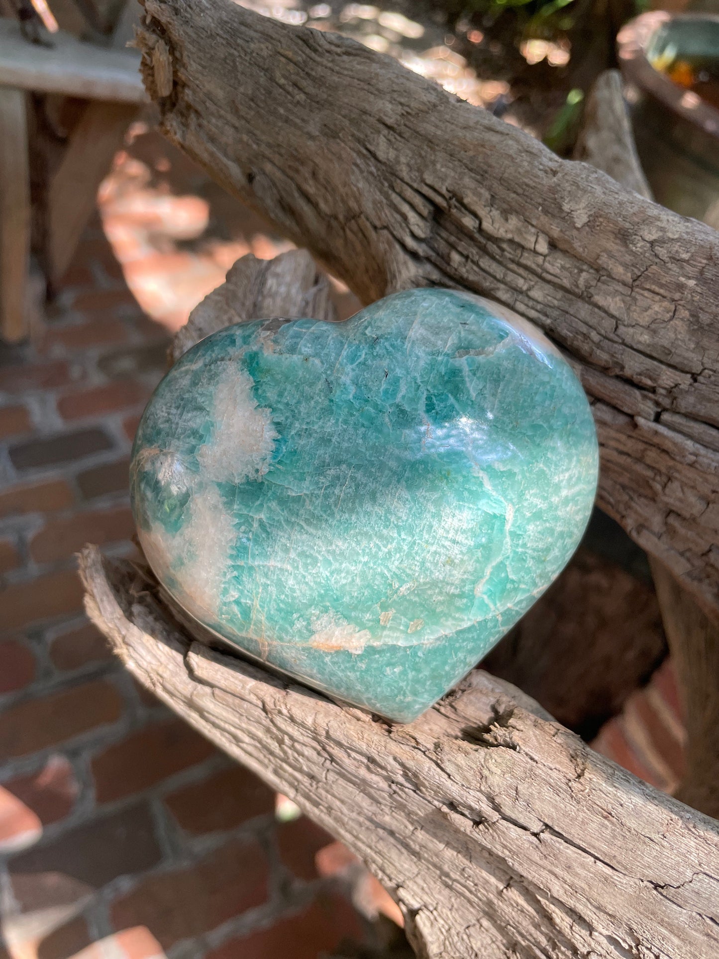 Medium Blue Polished Amazonite Hearte 436g From Madagascar Mineral Crystal