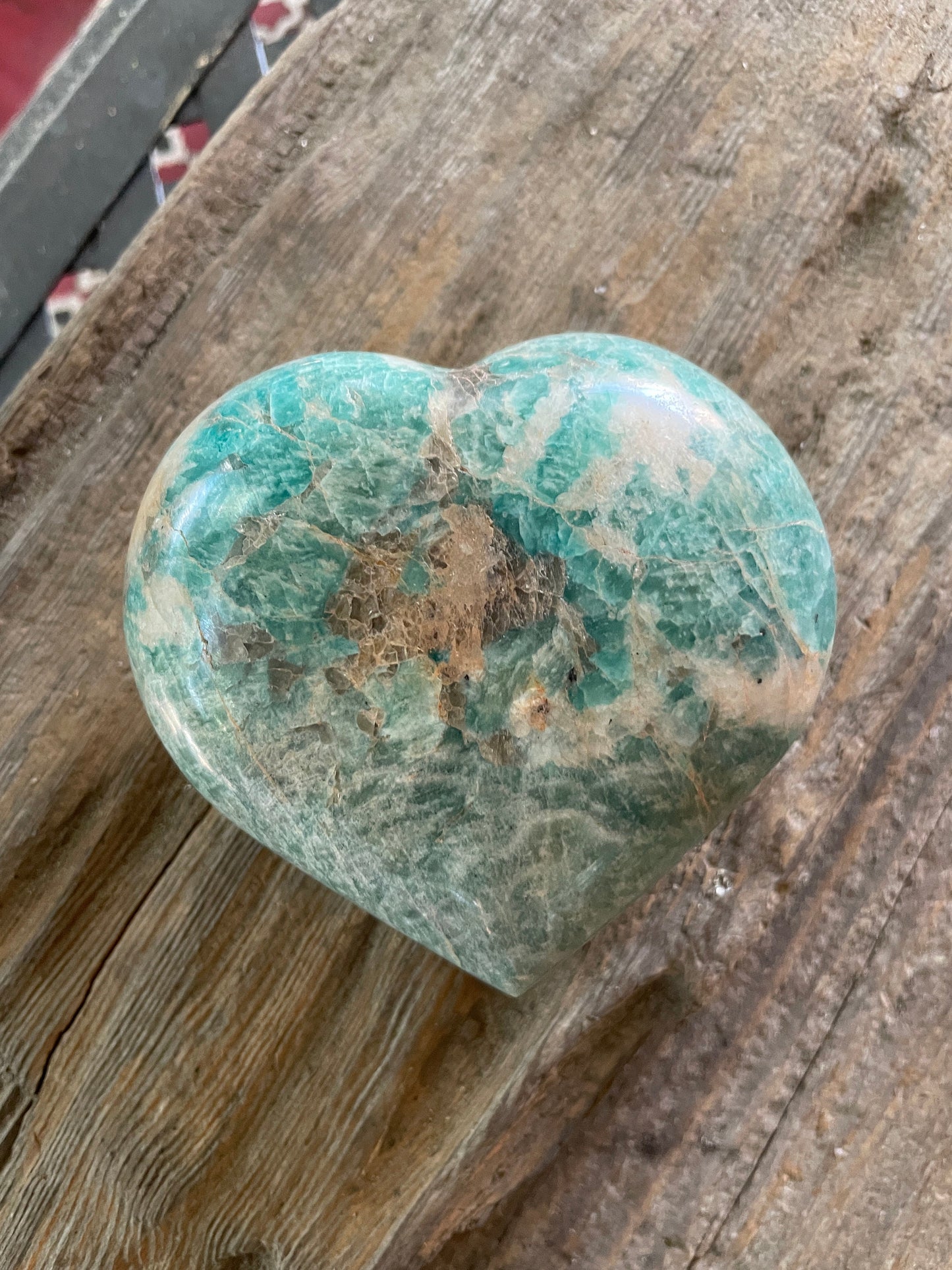 Medium Blue Polished Amazonite Hearte 436g From Madagascar Mineral Crystal