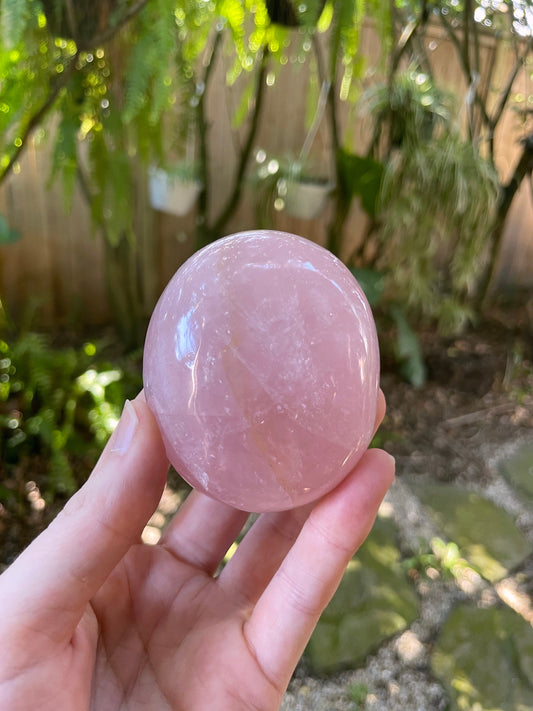 Polished Rose Quartz Palm Stone From Madagascar 212g Specimen Mineral Crystal