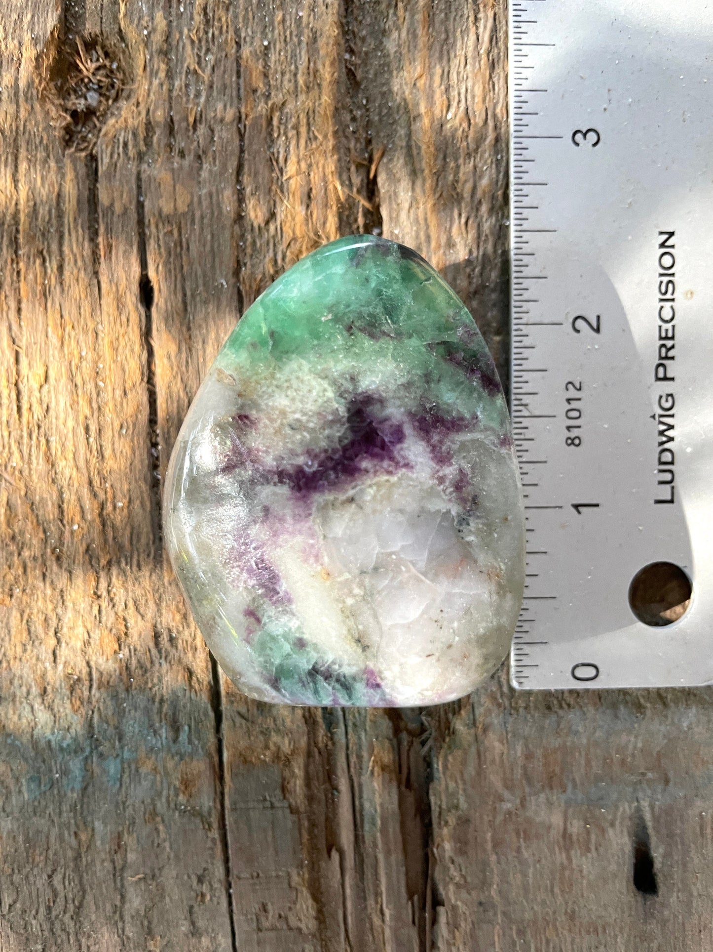 Purple and Green Polished Fluorite Free Form/ Palm Stone Specimen 112g From New Mexico Mineral Crystal